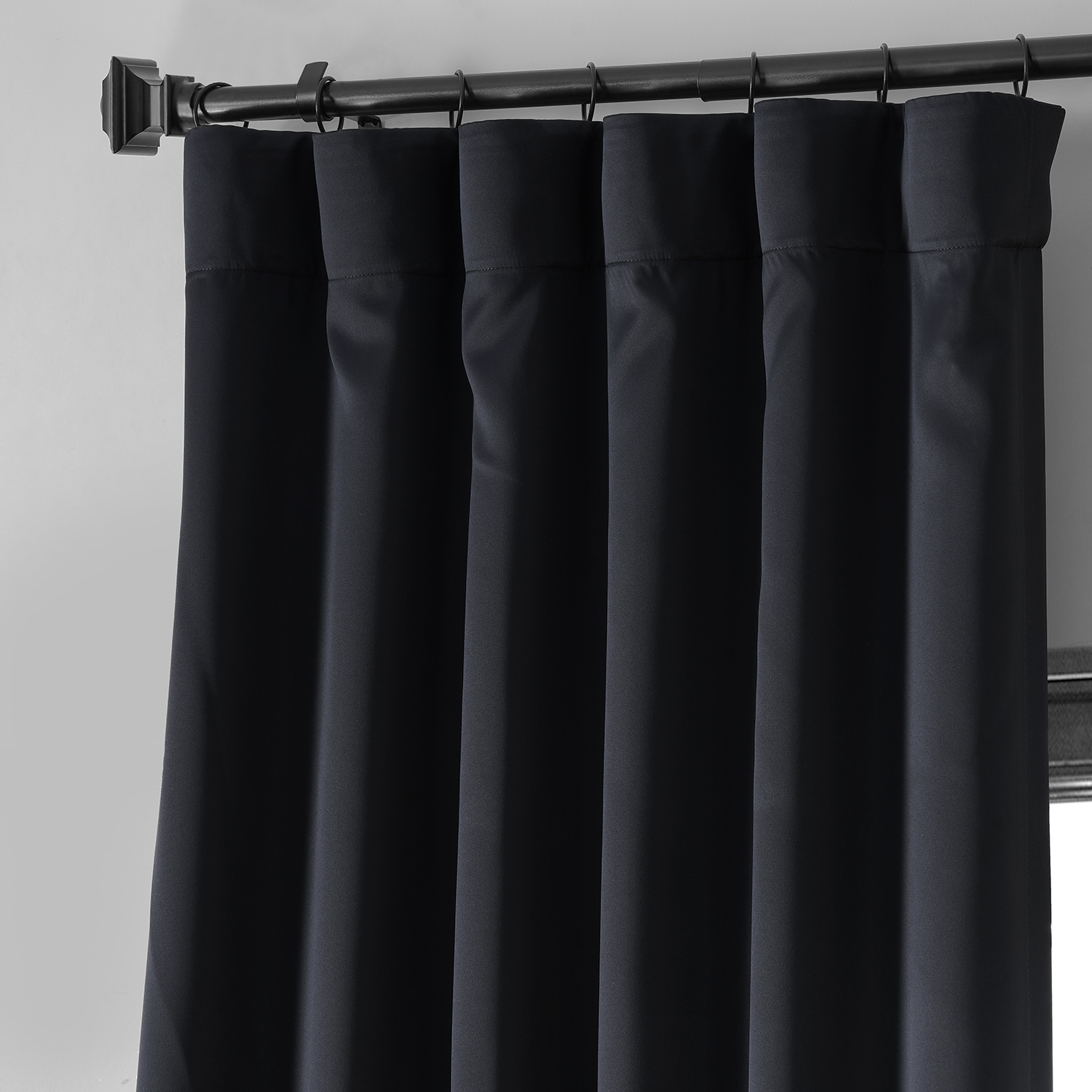 Raven Black Performance Woven Blackout Curtain Pair (2 Panels)