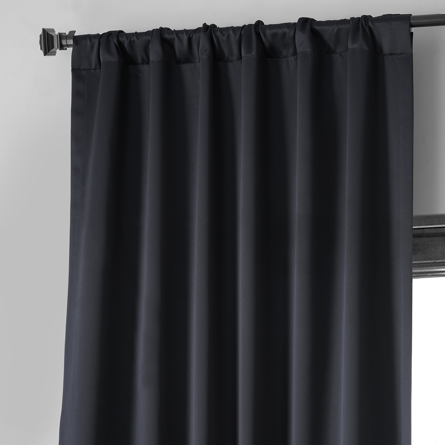 Raven Black Performance Woven Blackout Curtain Pair (2 Panels)