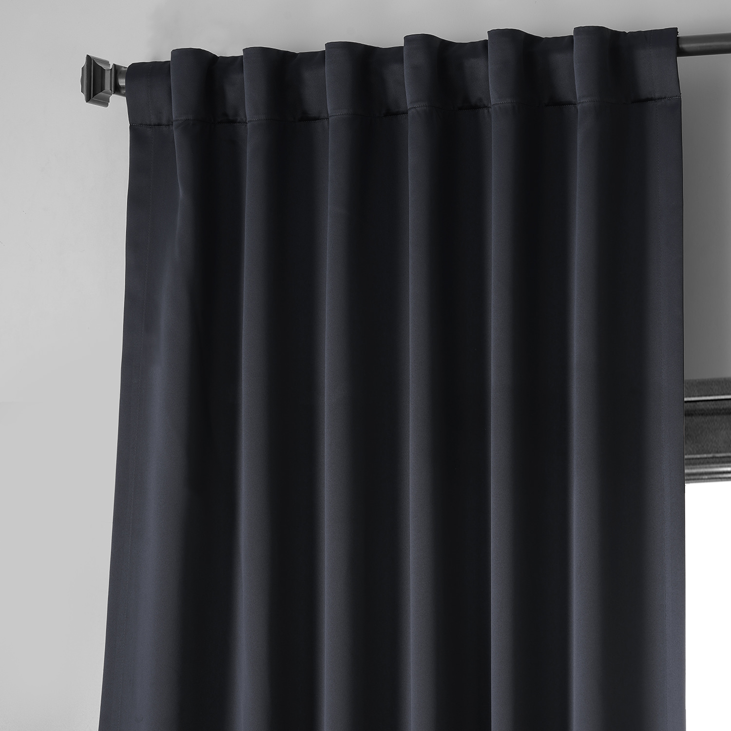 Raven Black Performance Woven Blackout Curtain Pair (2 Panels)