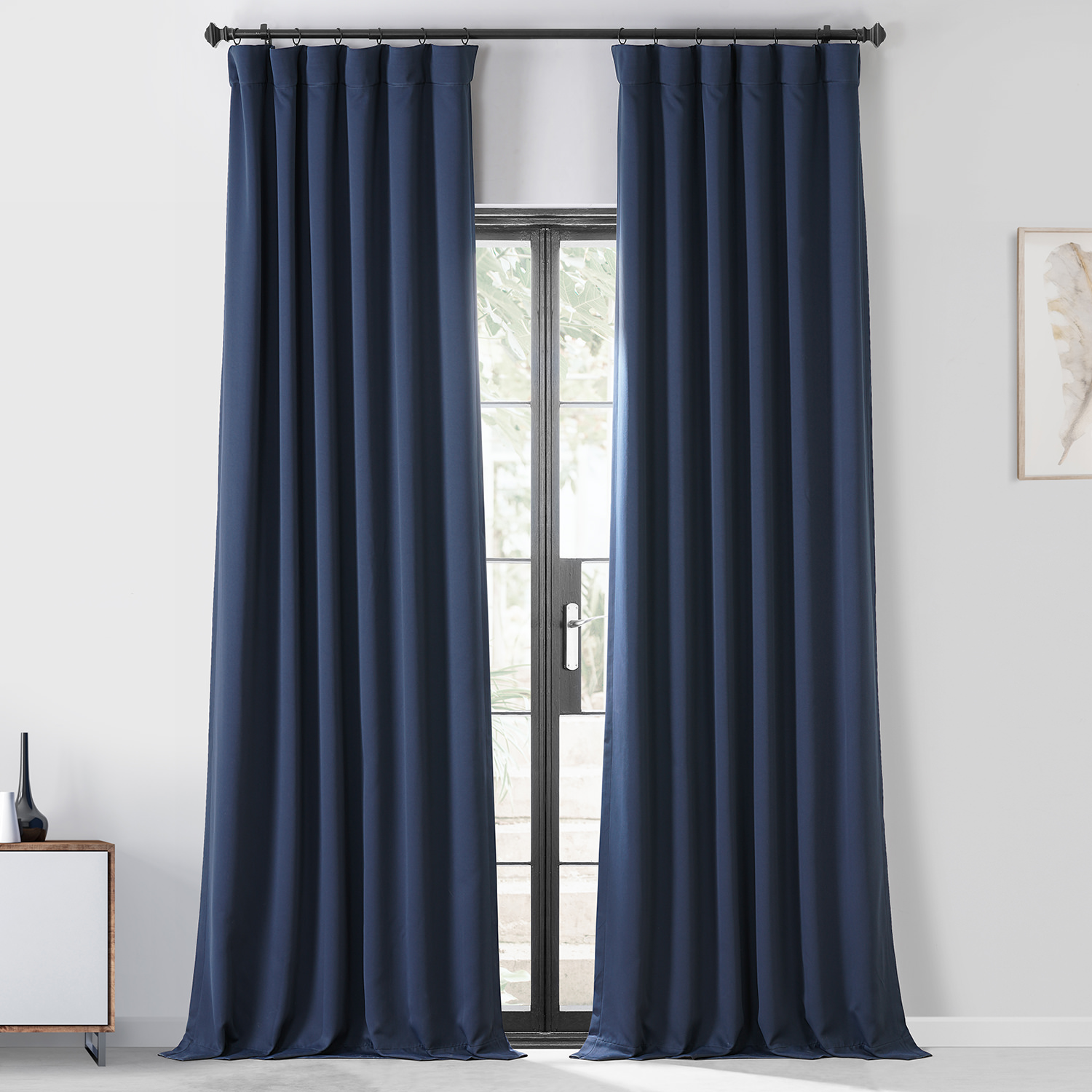 Monaco Blue Performance Woven Blackout Curtain Pair (2 Panels)