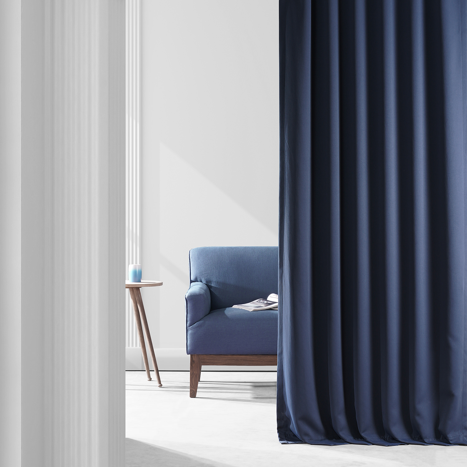 Monaco Blue Performance Woven Blackout Curtain Pair (2 Panels)