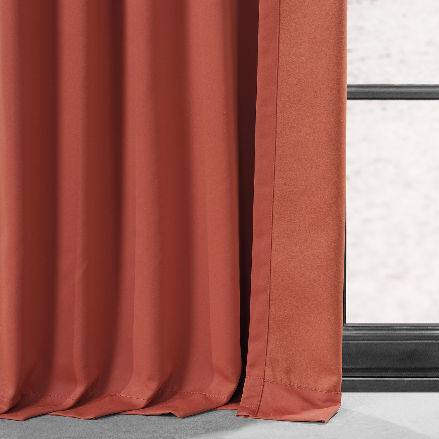 Sunset Orange Performance Woven Blackout Curtain Pair (2 Panels)