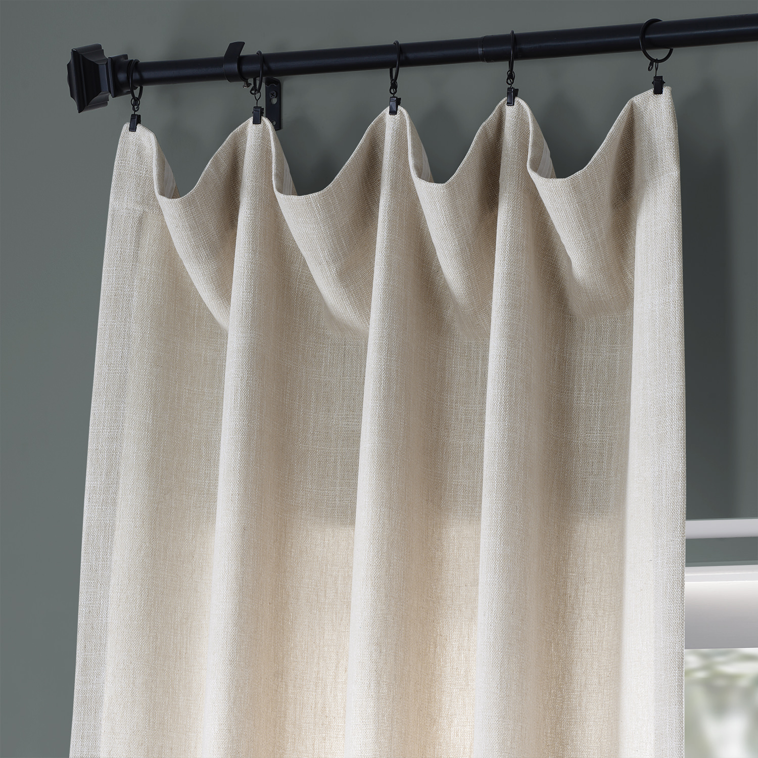 Country Cream Pebble Weave Faux Linen Curtain