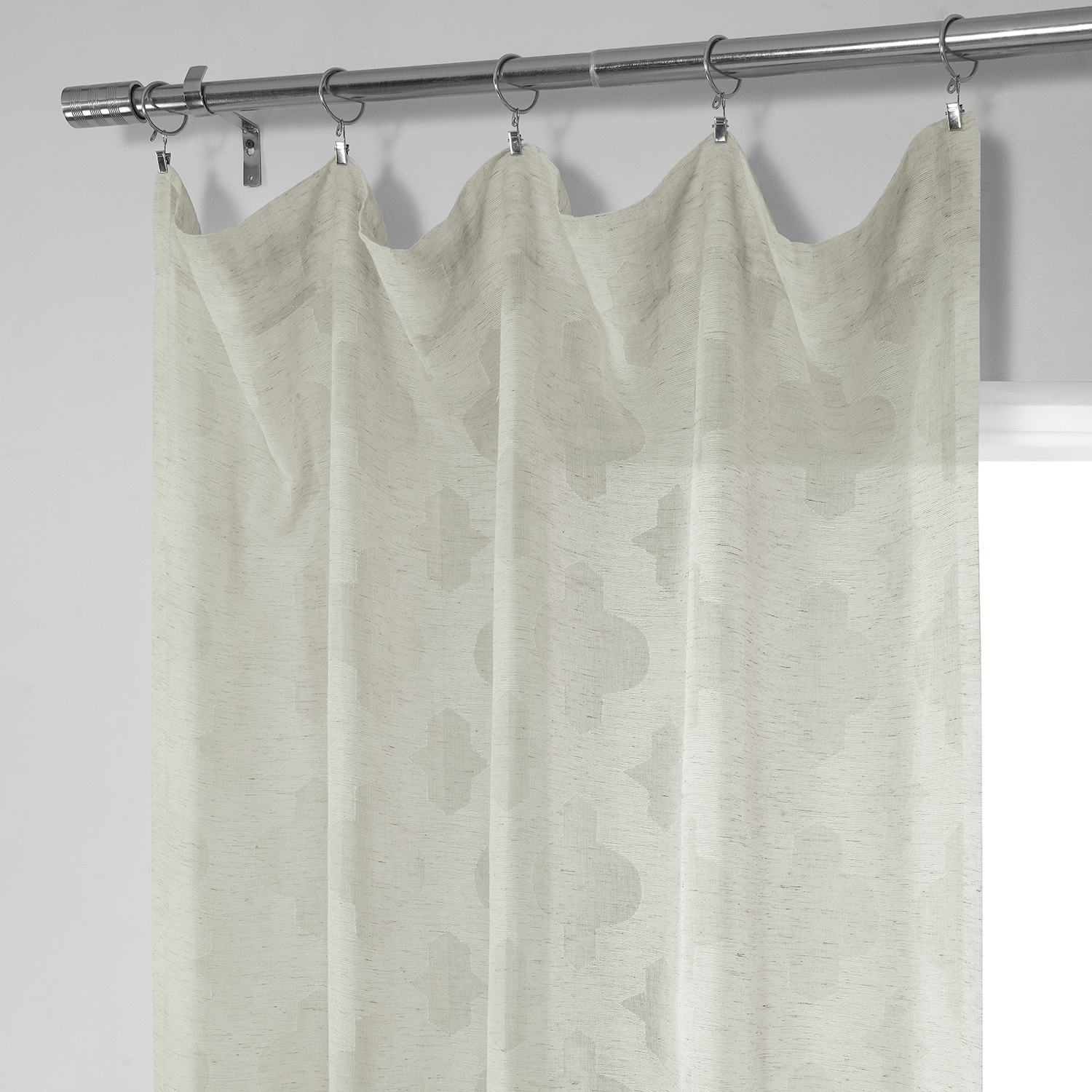 Calais Tile Patterned Faux Linen Sheer Curtain