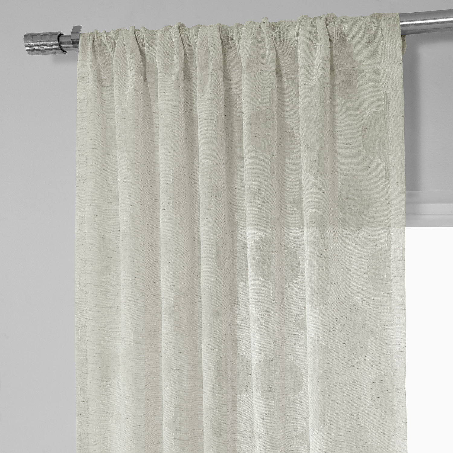 Calais Tile Patterned Faux Linen Sheer Curtain