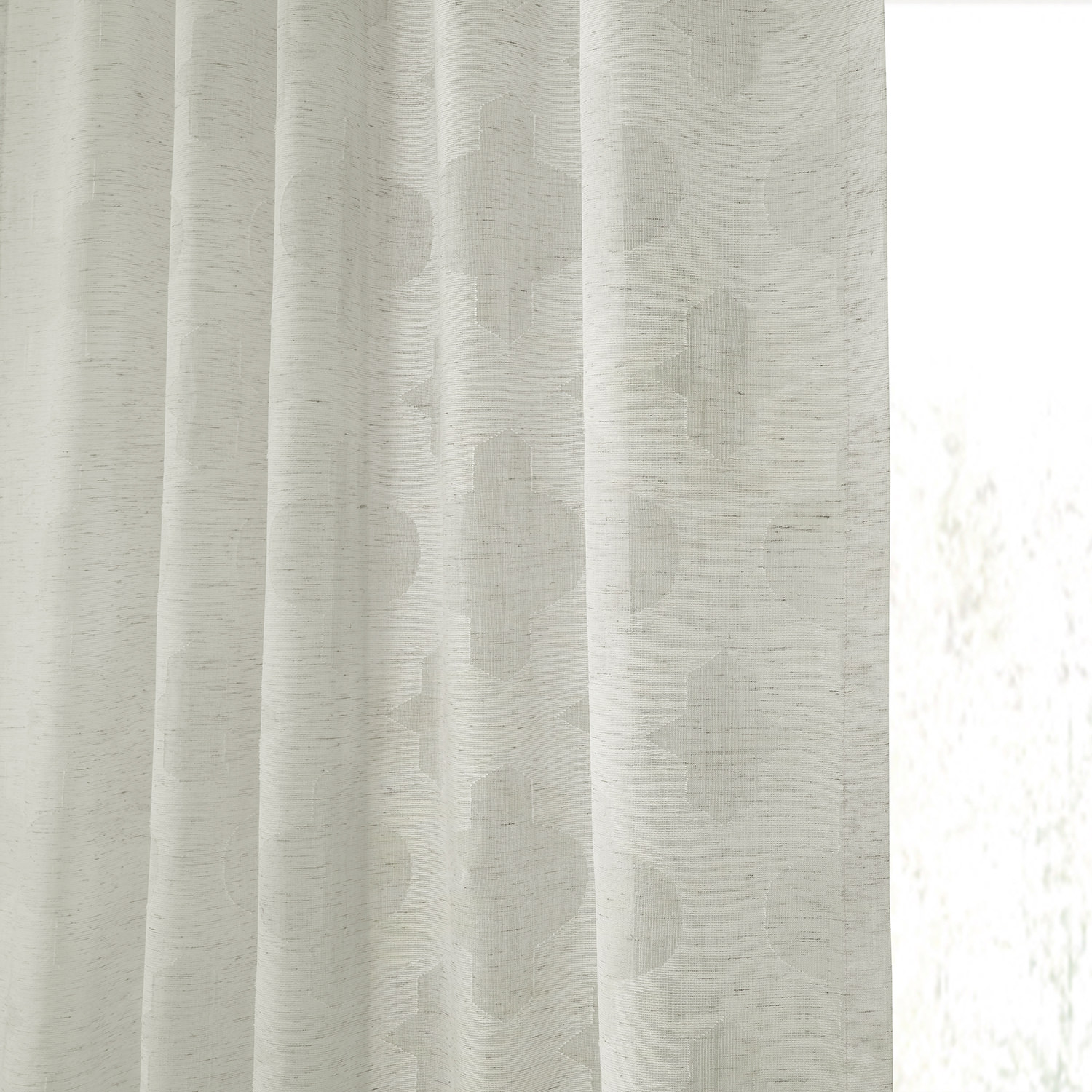 Calais Tile Patterned Faux Linen Sheer Curtain