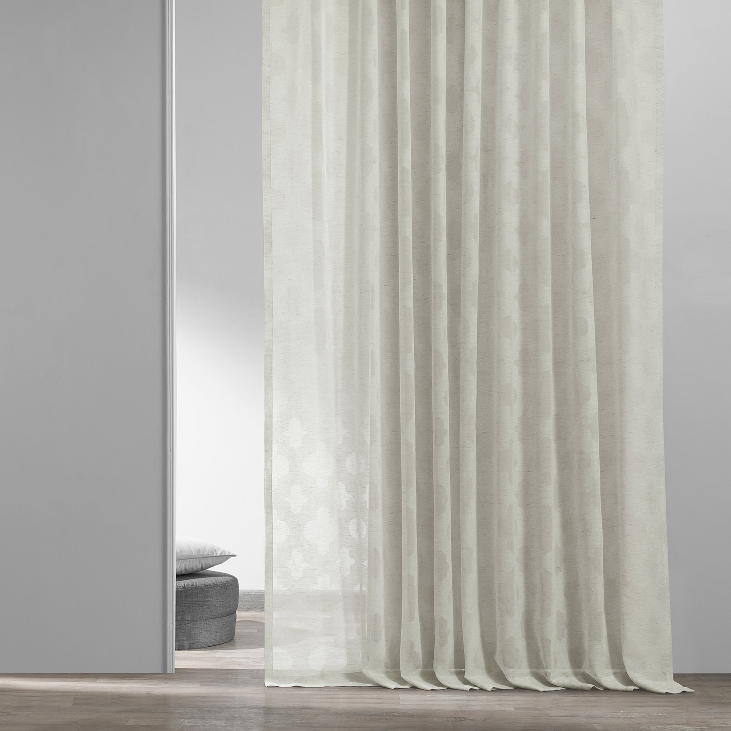 Calais Tile Patterned Faux Linen Sheer Curtain