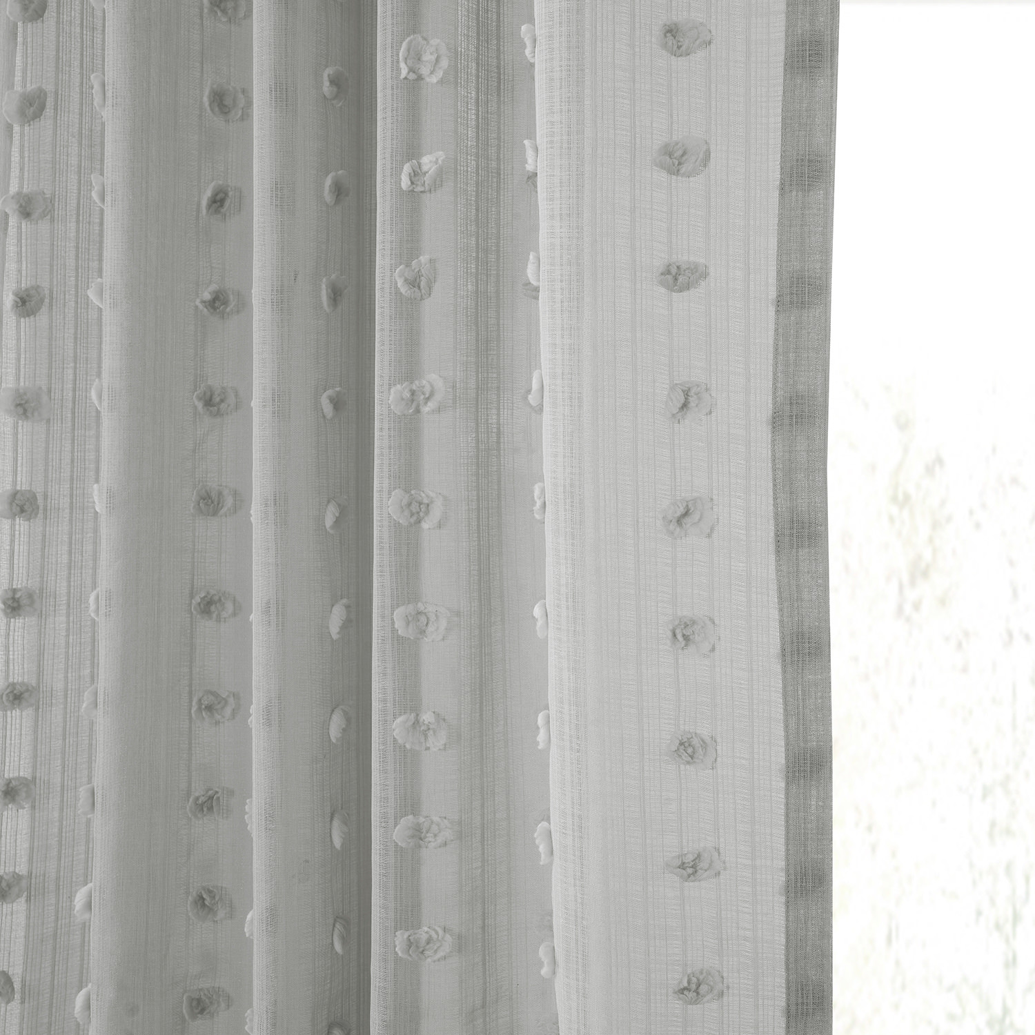 Strasbourg Dot Grey Patterned Linen Sheer Curtain