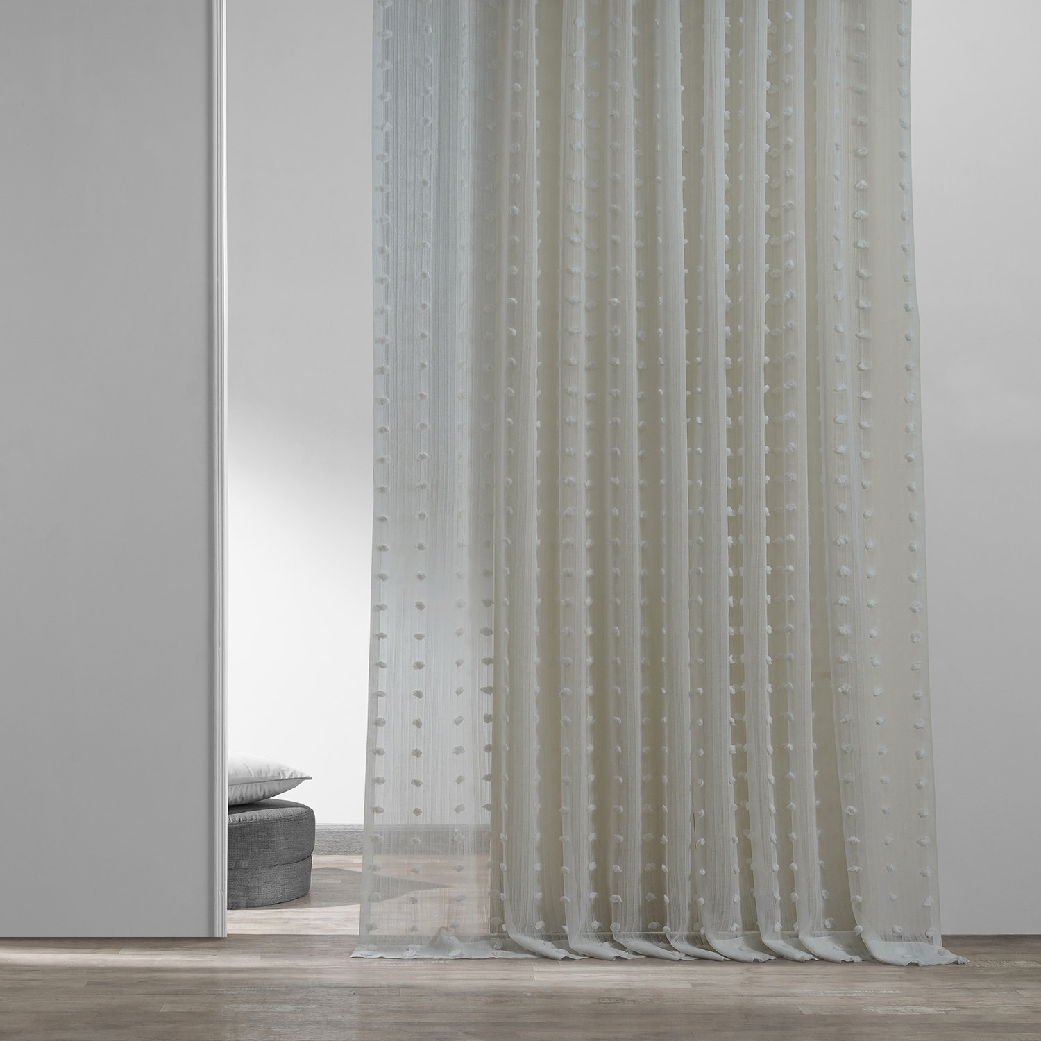 Strasbourg Dot Patterned Faux Linen Sheer Curtain