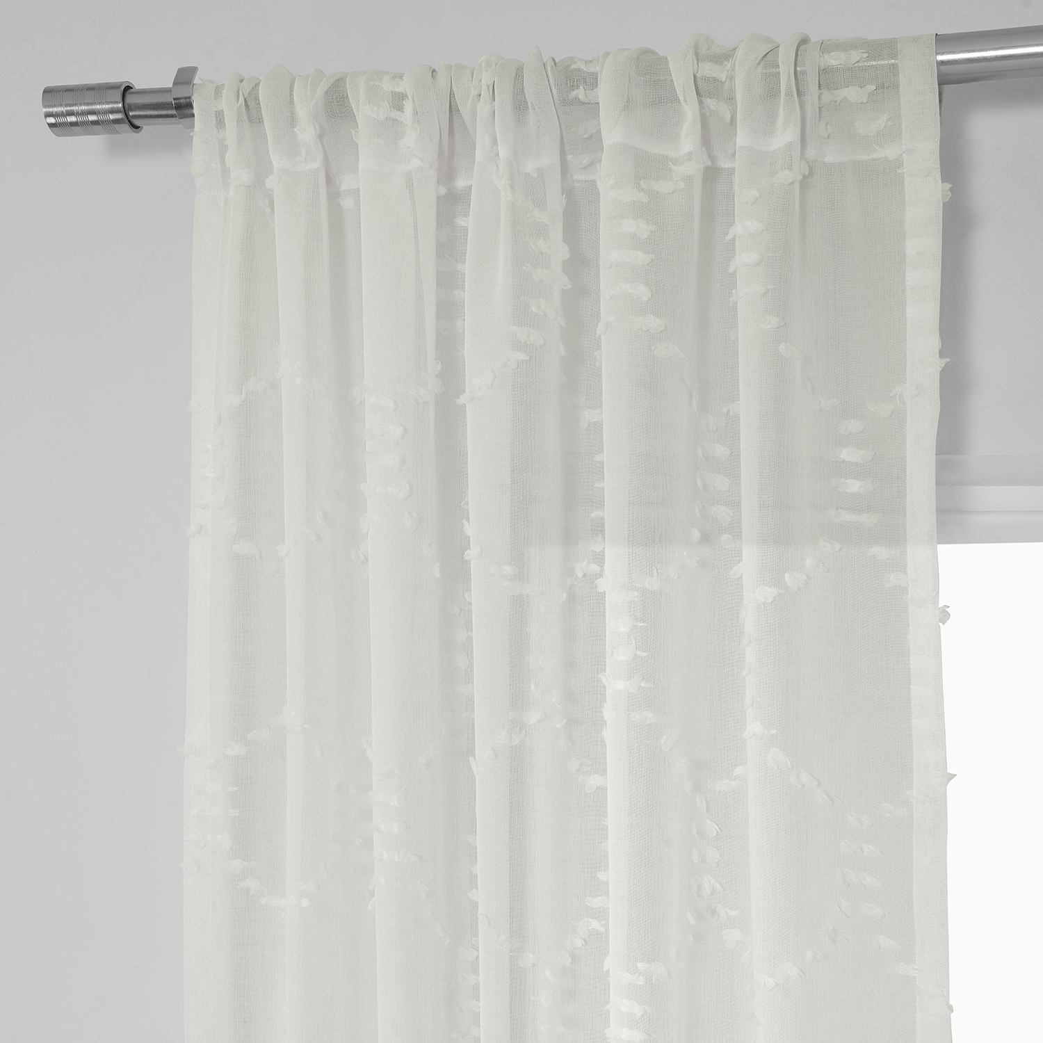 Marseille Shell Patterned Faux Linen Sheer Curtain