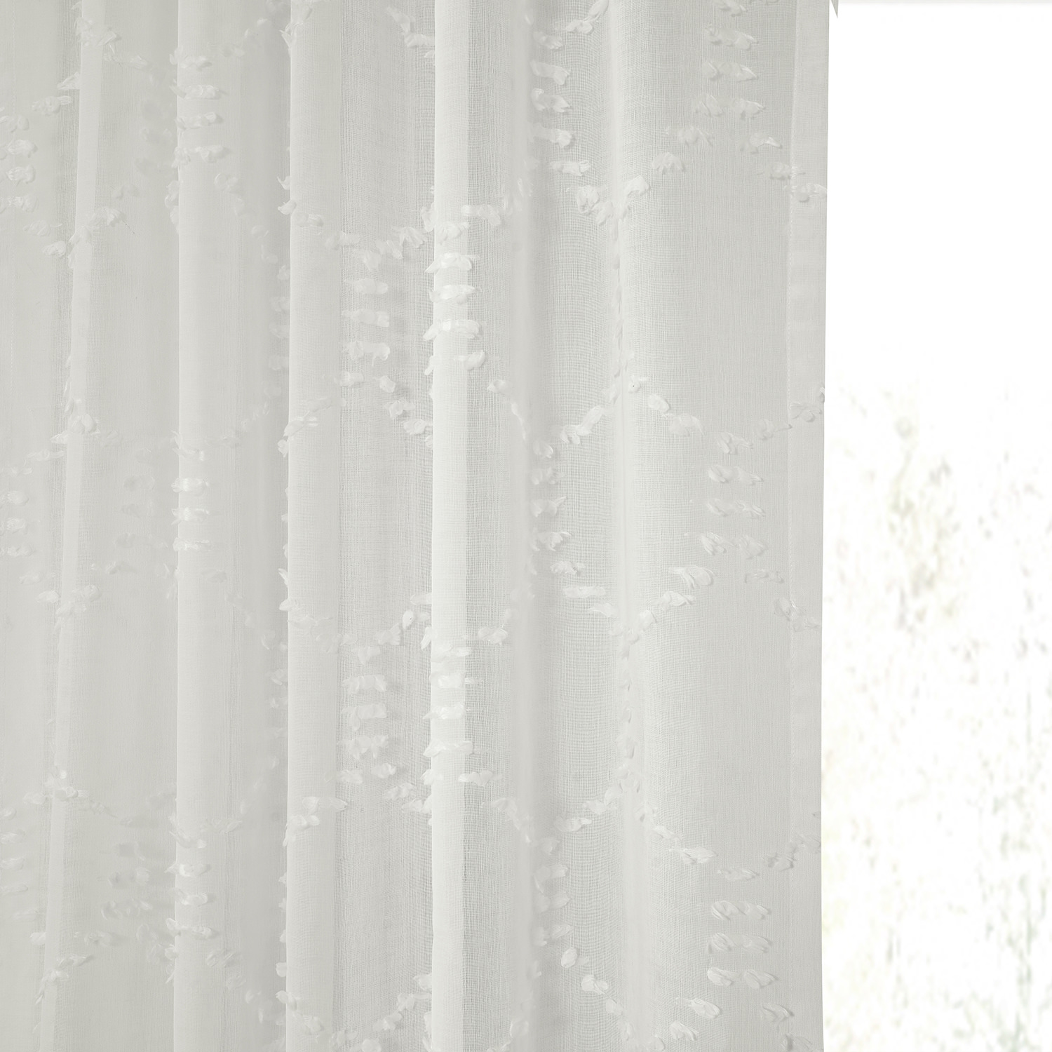 Marseille Shell Patterned Faux Linen Sheer Curtain