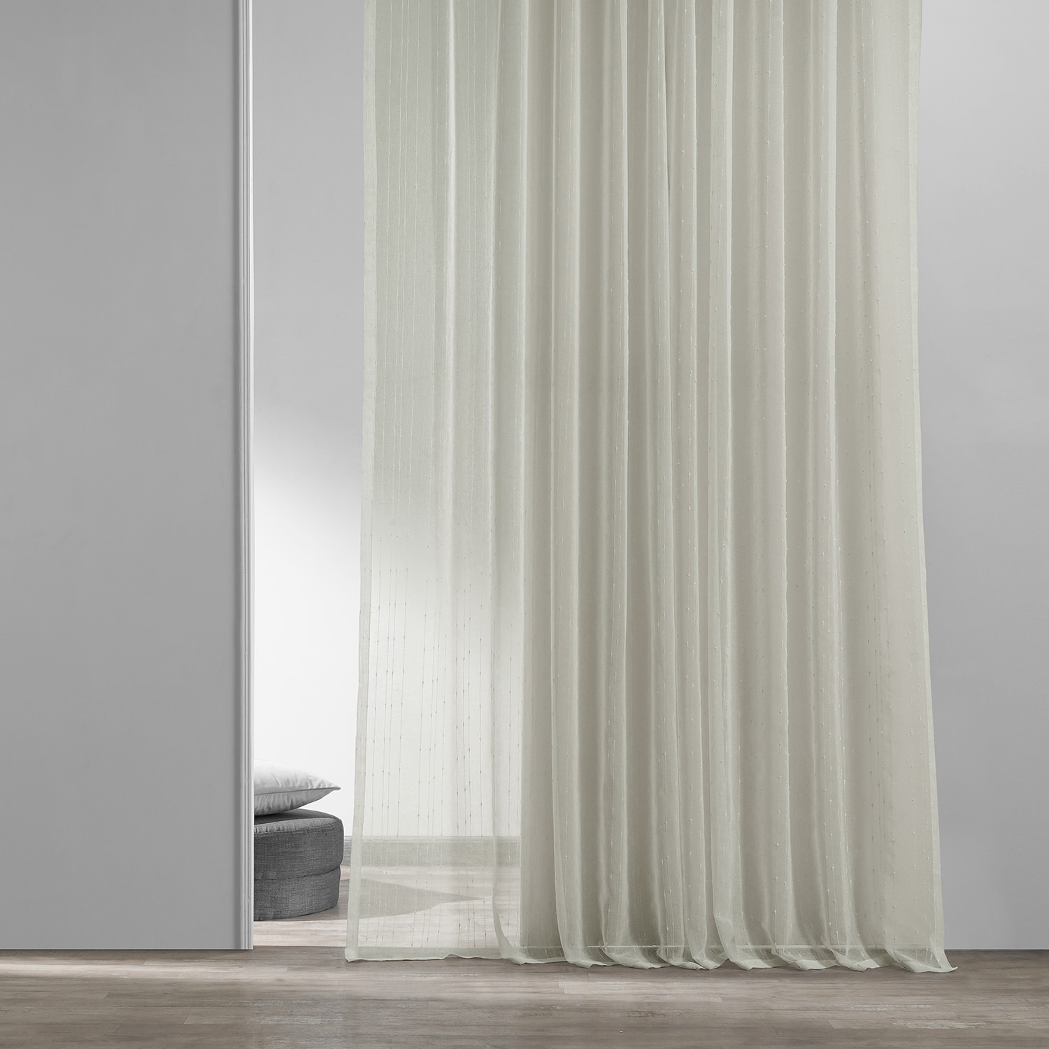 Montpellier Striped Faux Linen Sheer Curtain