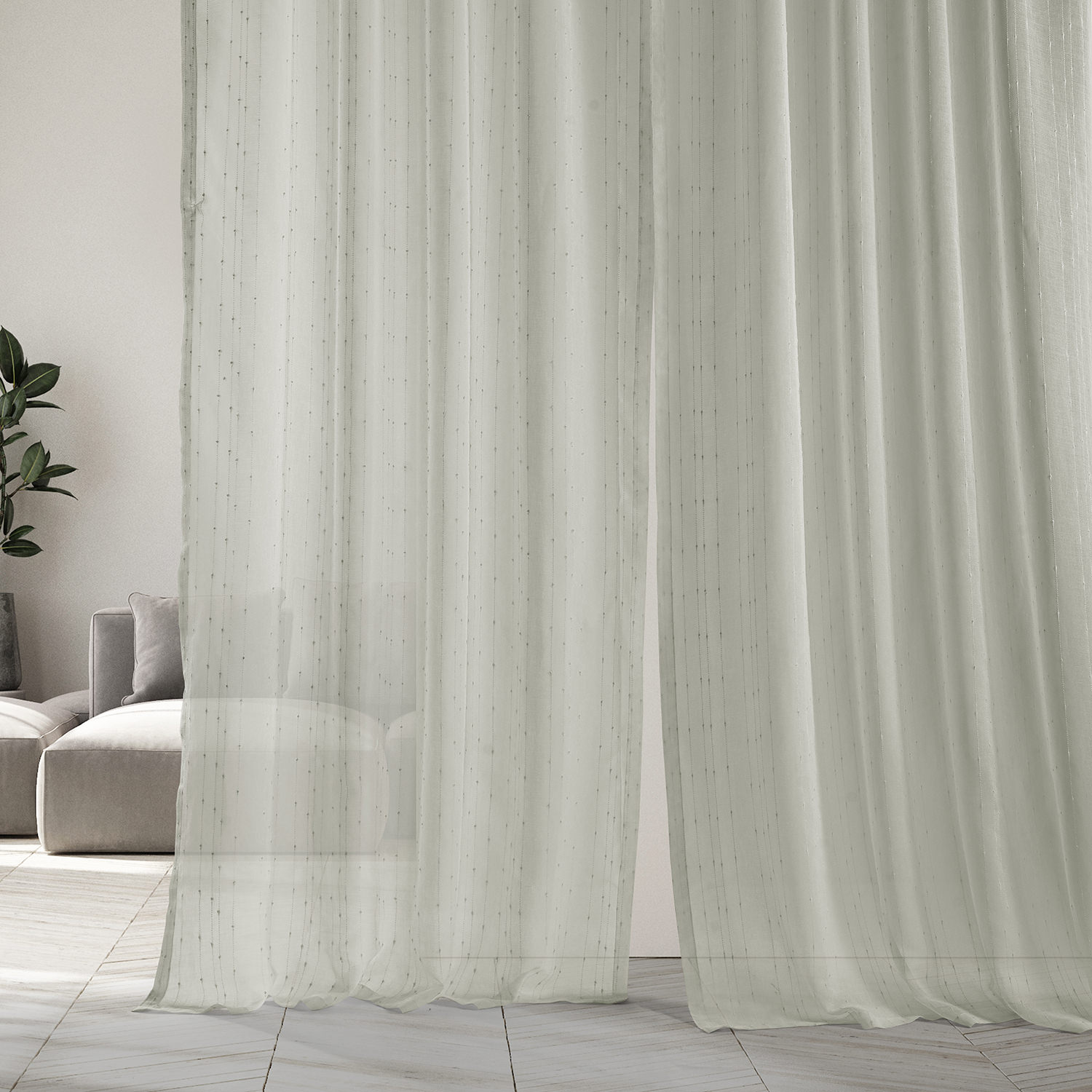 Montpellier Striped Faux Linen Sheer Curtain