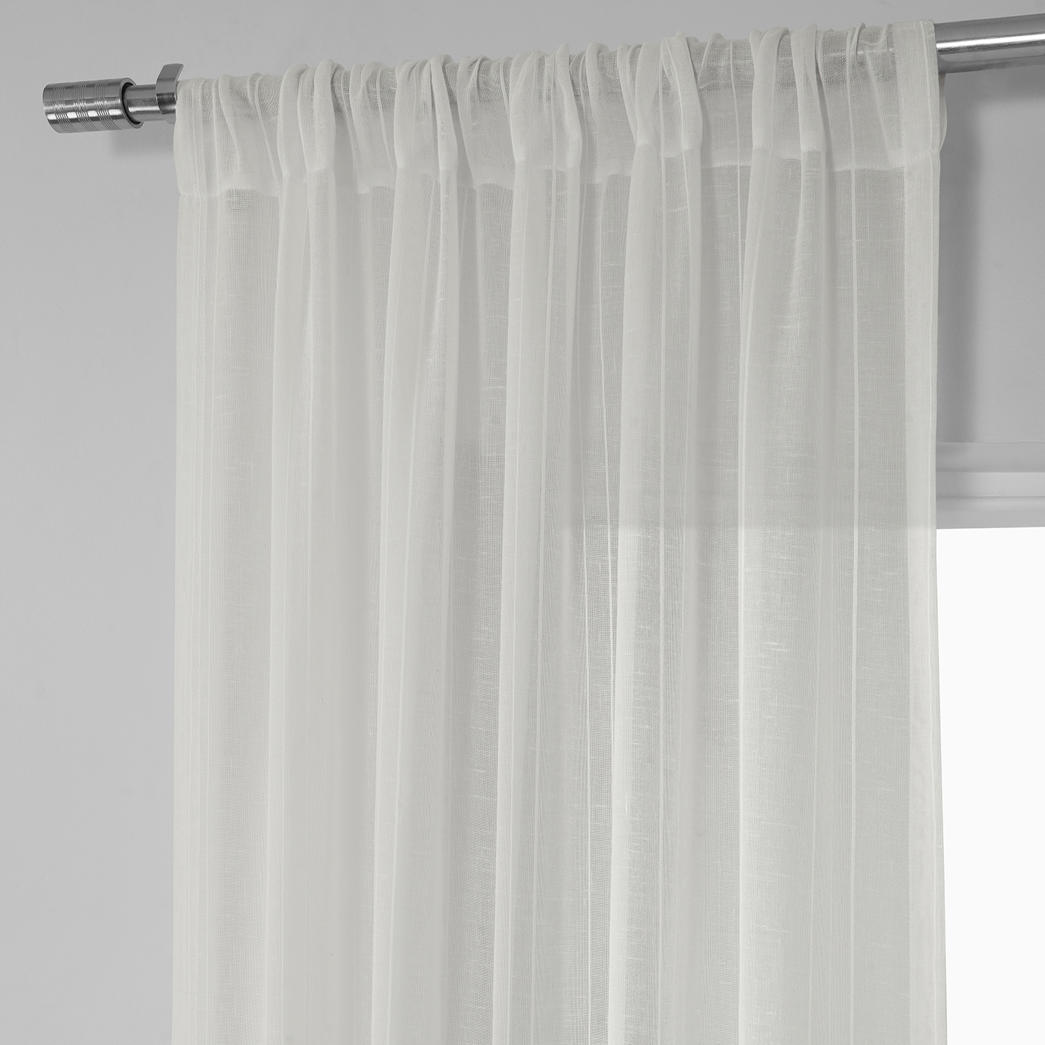 Bordeaux Striped Faux Linen Sheer Curtain