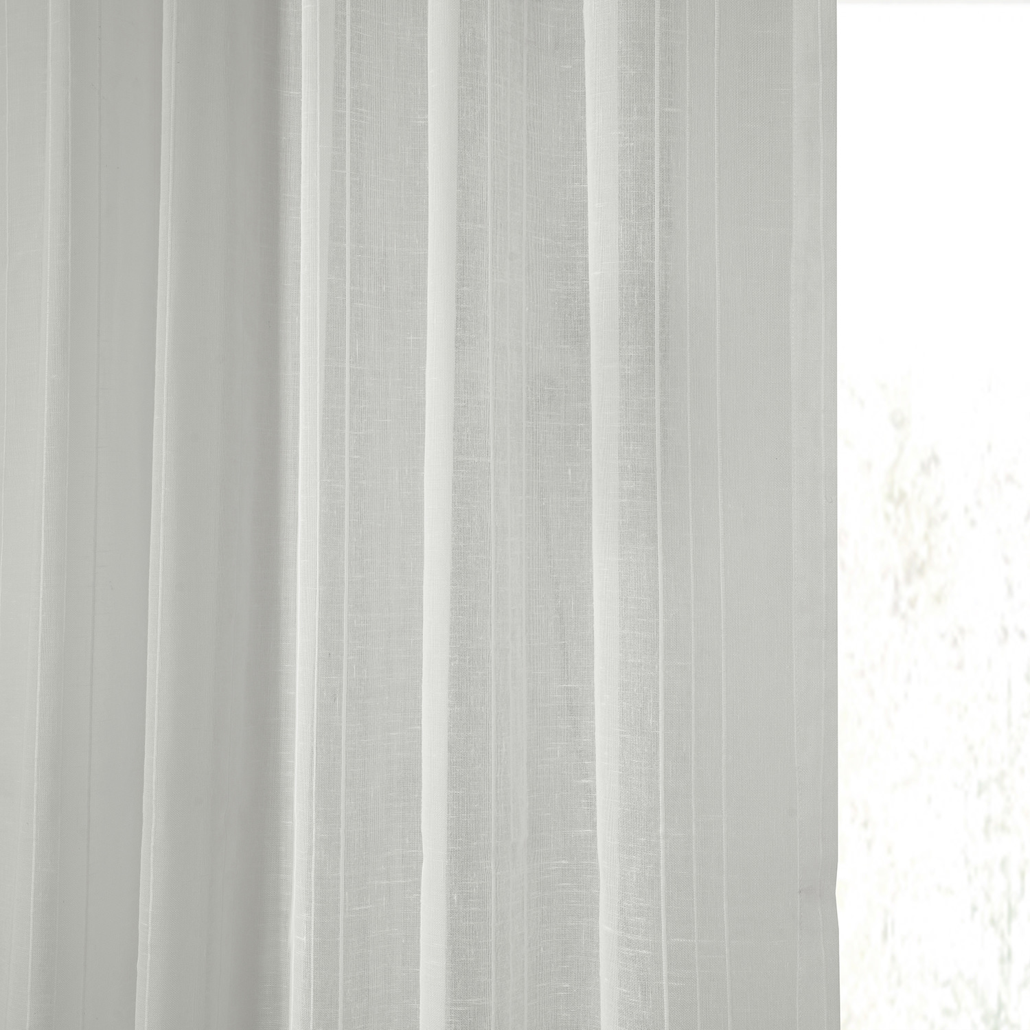 Bordeaux Striped Faux Linen Sheer Curtain