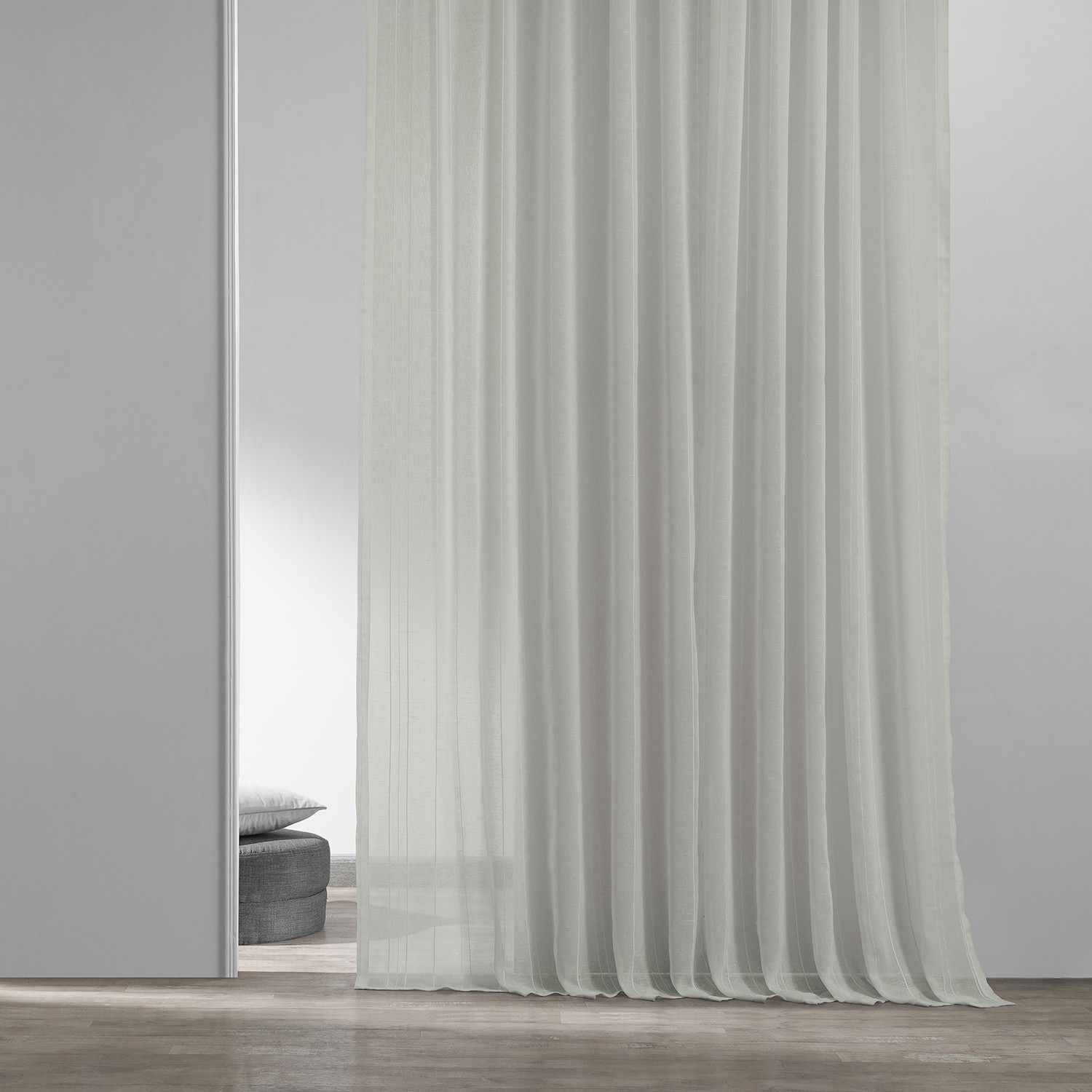 Bordeaux Striped Faux Linen Sheer Curtain