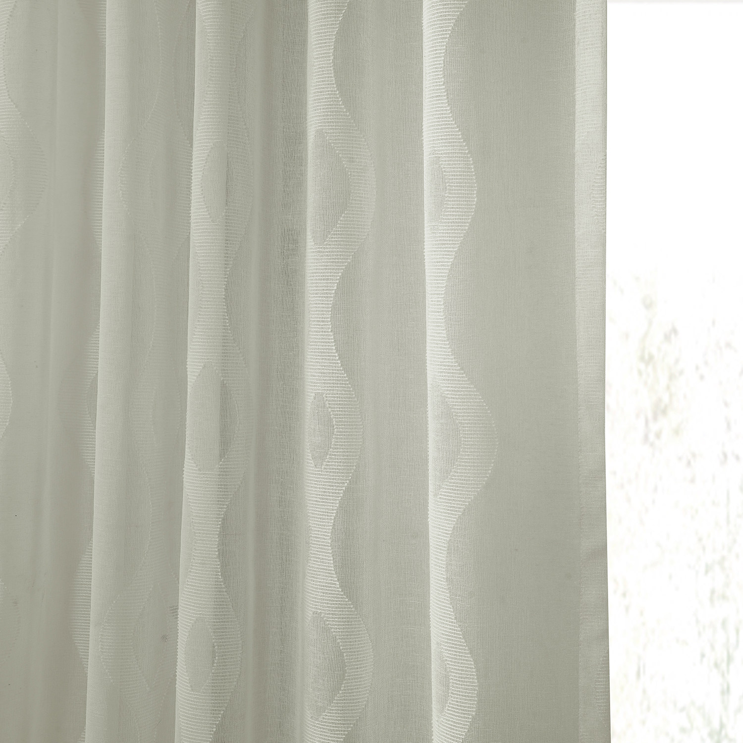 Vega White Patterned Linen Sheer Curtain