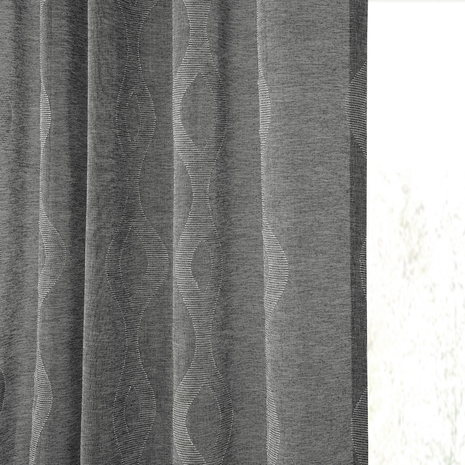 Vega Charcoal Patterned Linen Sheer Curtain