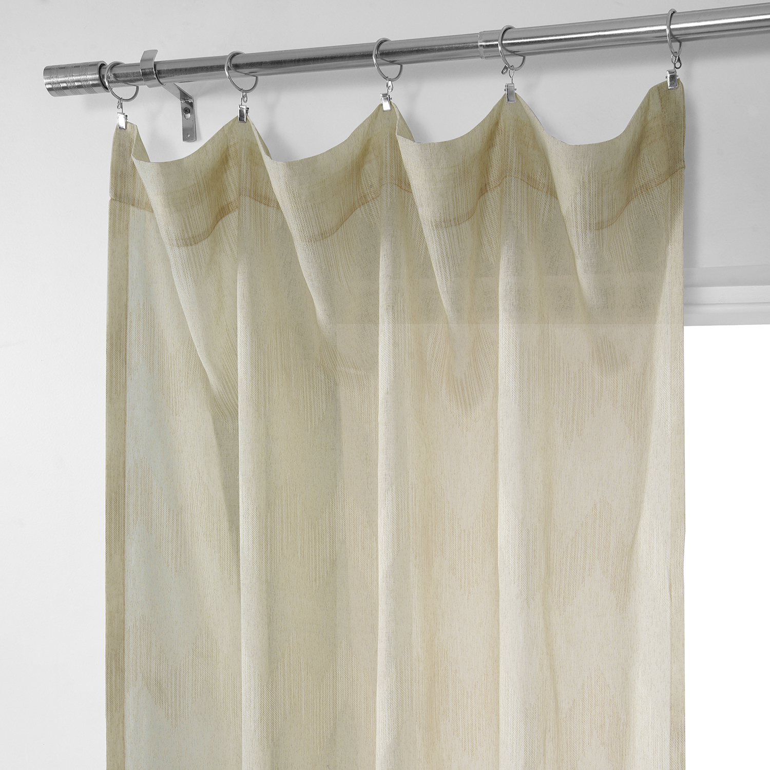 Sirius Beige Patterned Linen Sheer Curtain