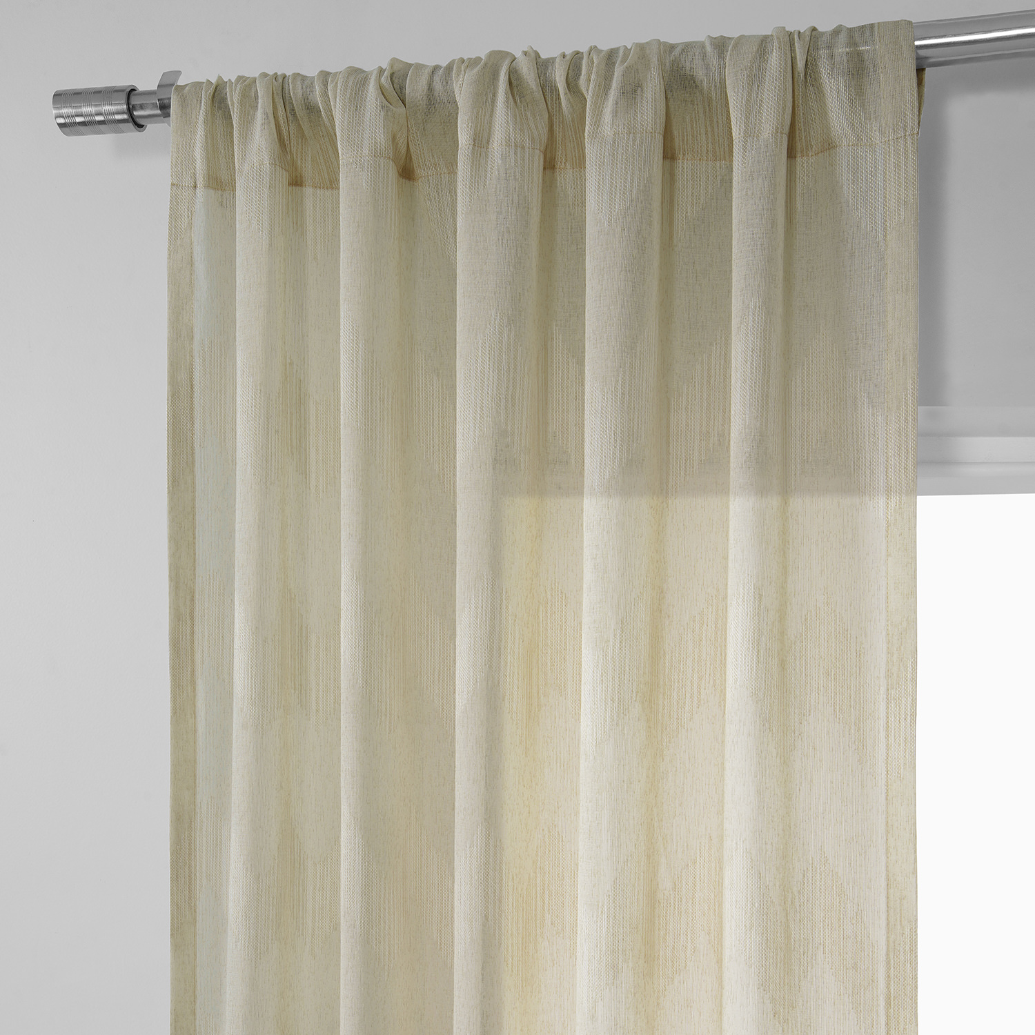 Sirius Beige Patterned Linen Sheer Curtain