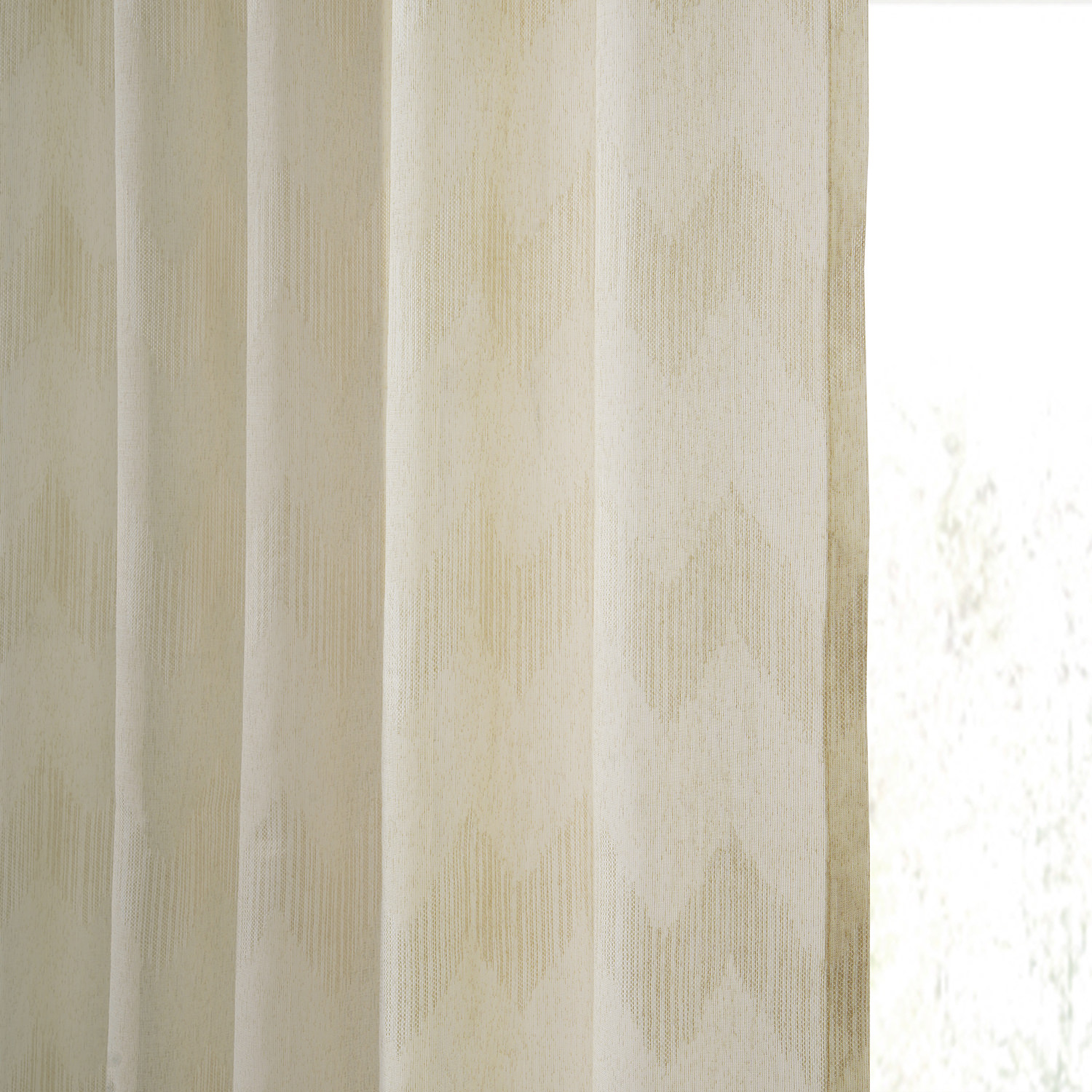 Sirius Beige Patterned Linen Sheer Curtain