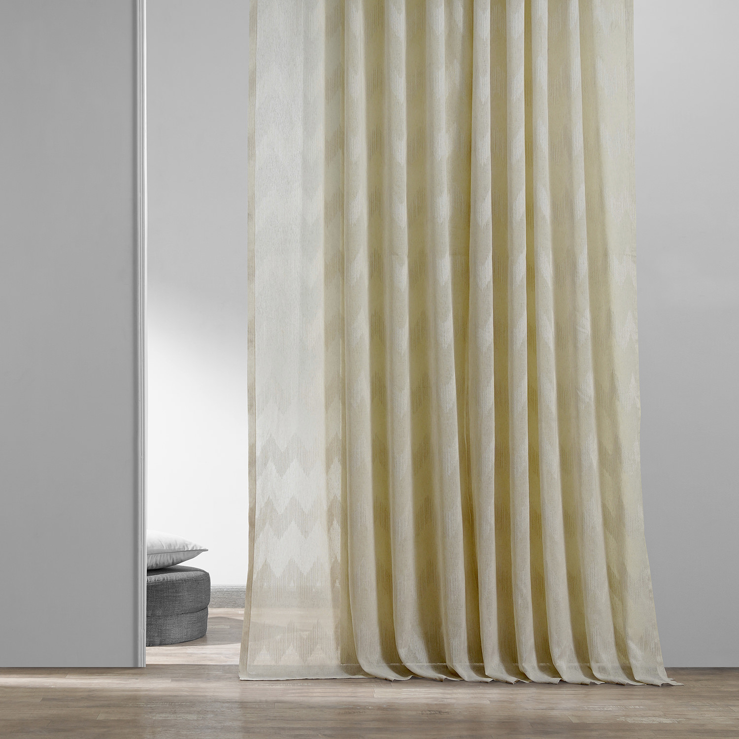 Sirius Beige Patterned Linen Sheer Curtain