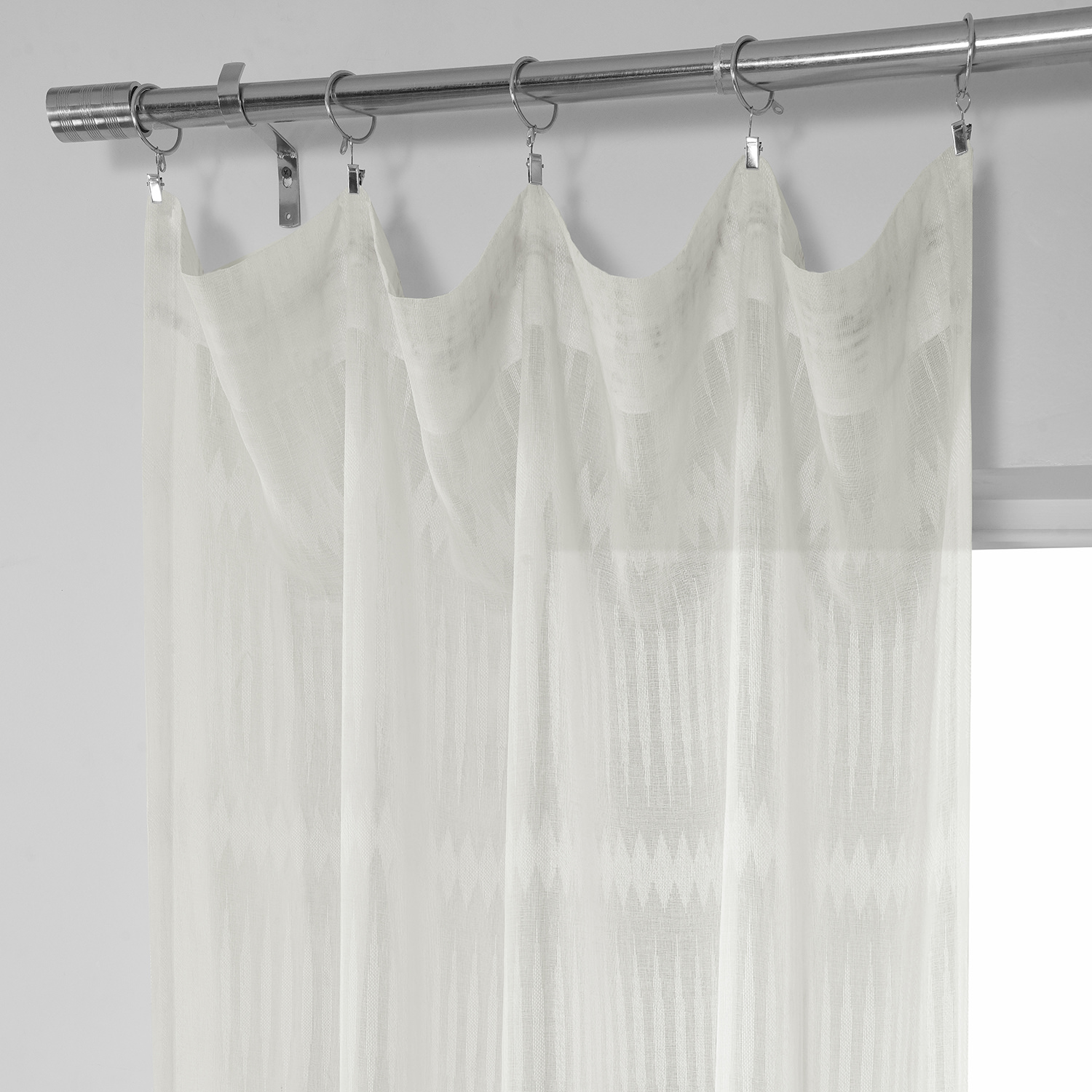 Polaris Off White Patterned Linen Sheer Curtain