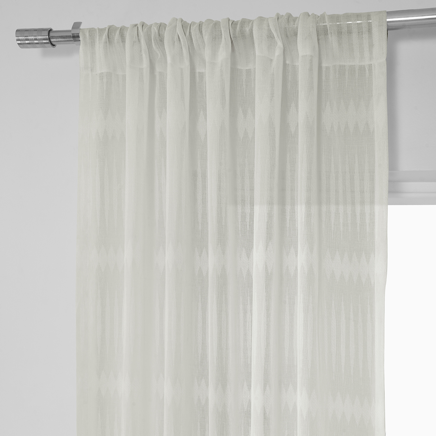 Polaris Off White Patterned Linen Sheer Curtain