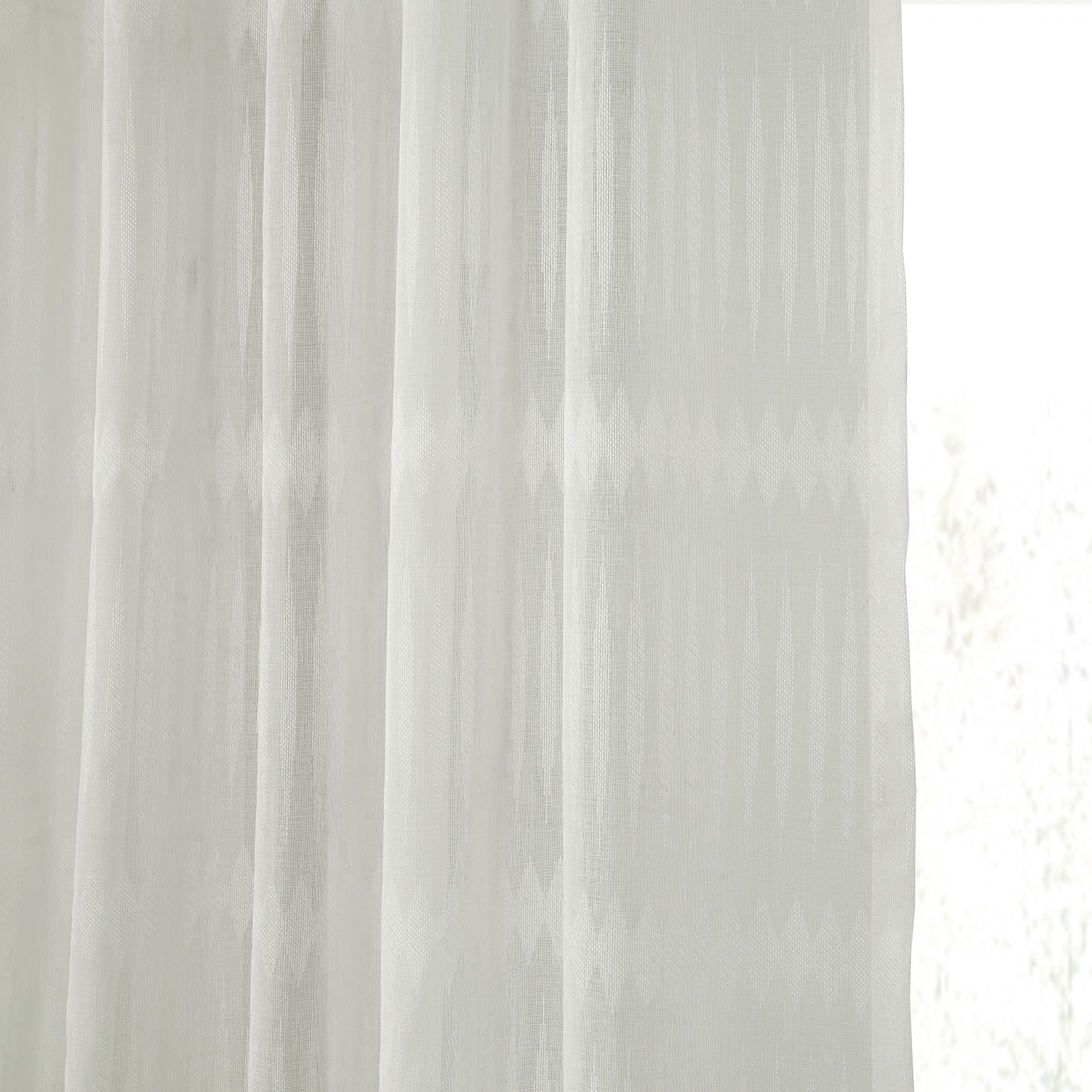 Polaris Off White Patterned Linen Sheer Curtain