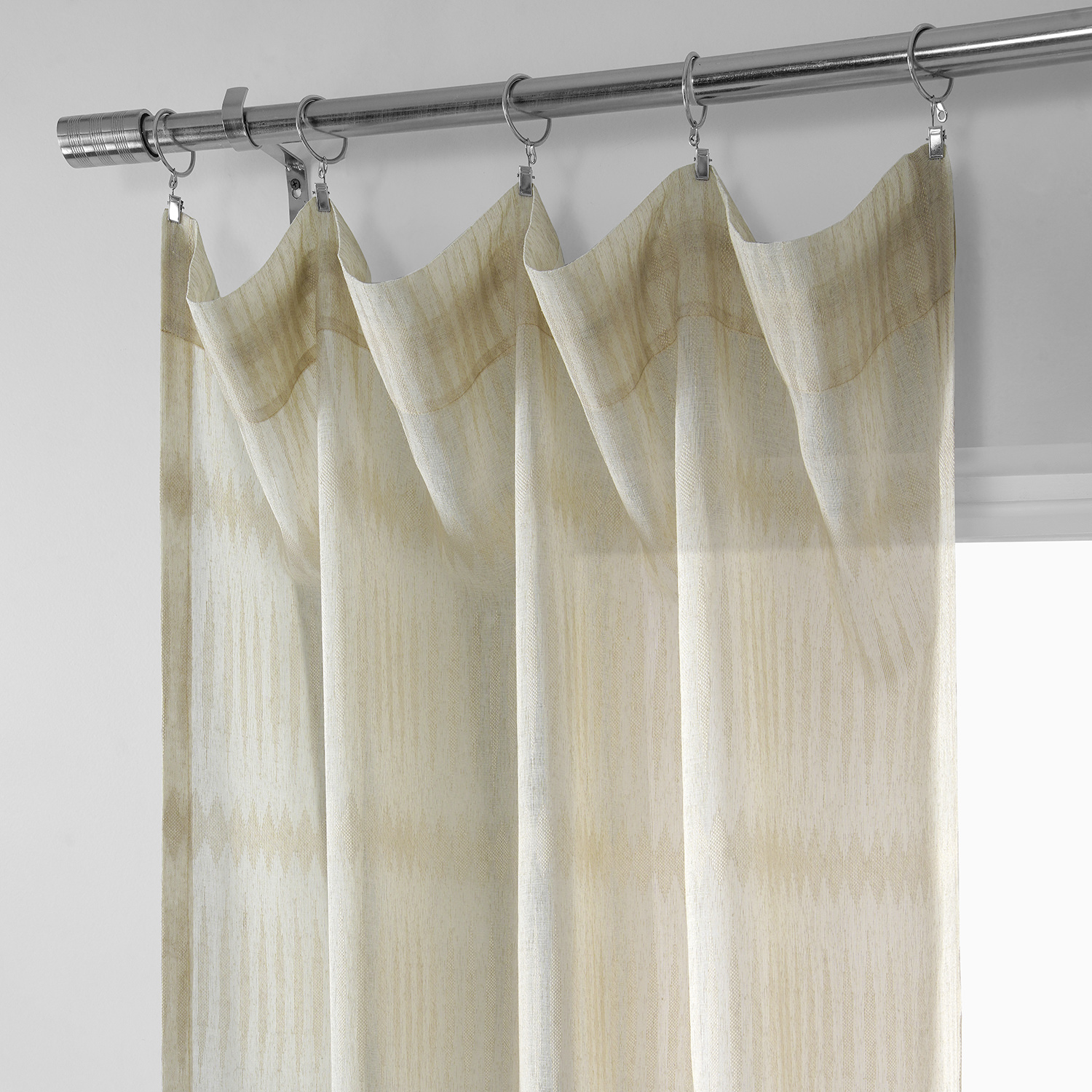 Polaris Tan Patterned Linen Sheer Curtain