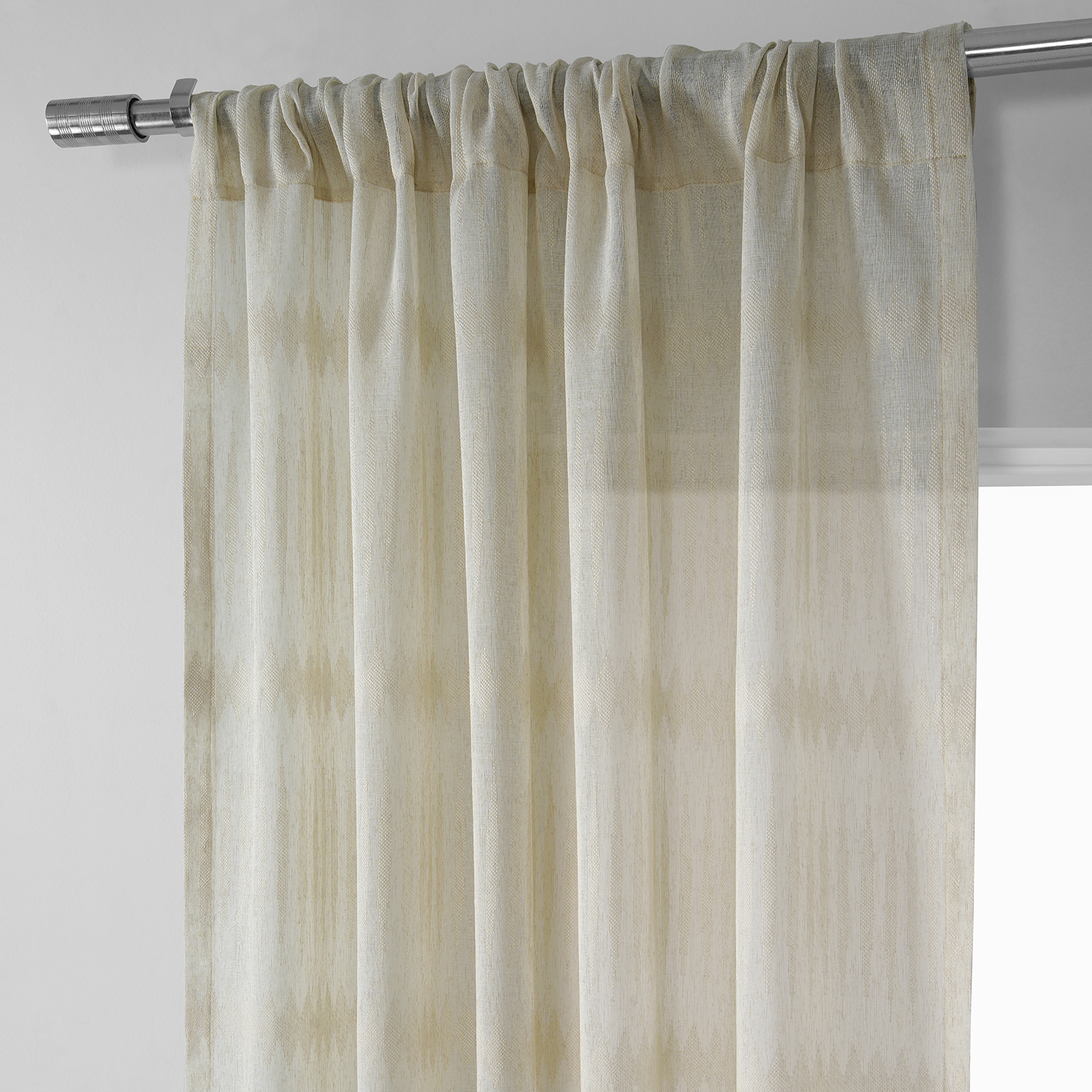 Polaris Tan Patterned Linen Sheer Curtain