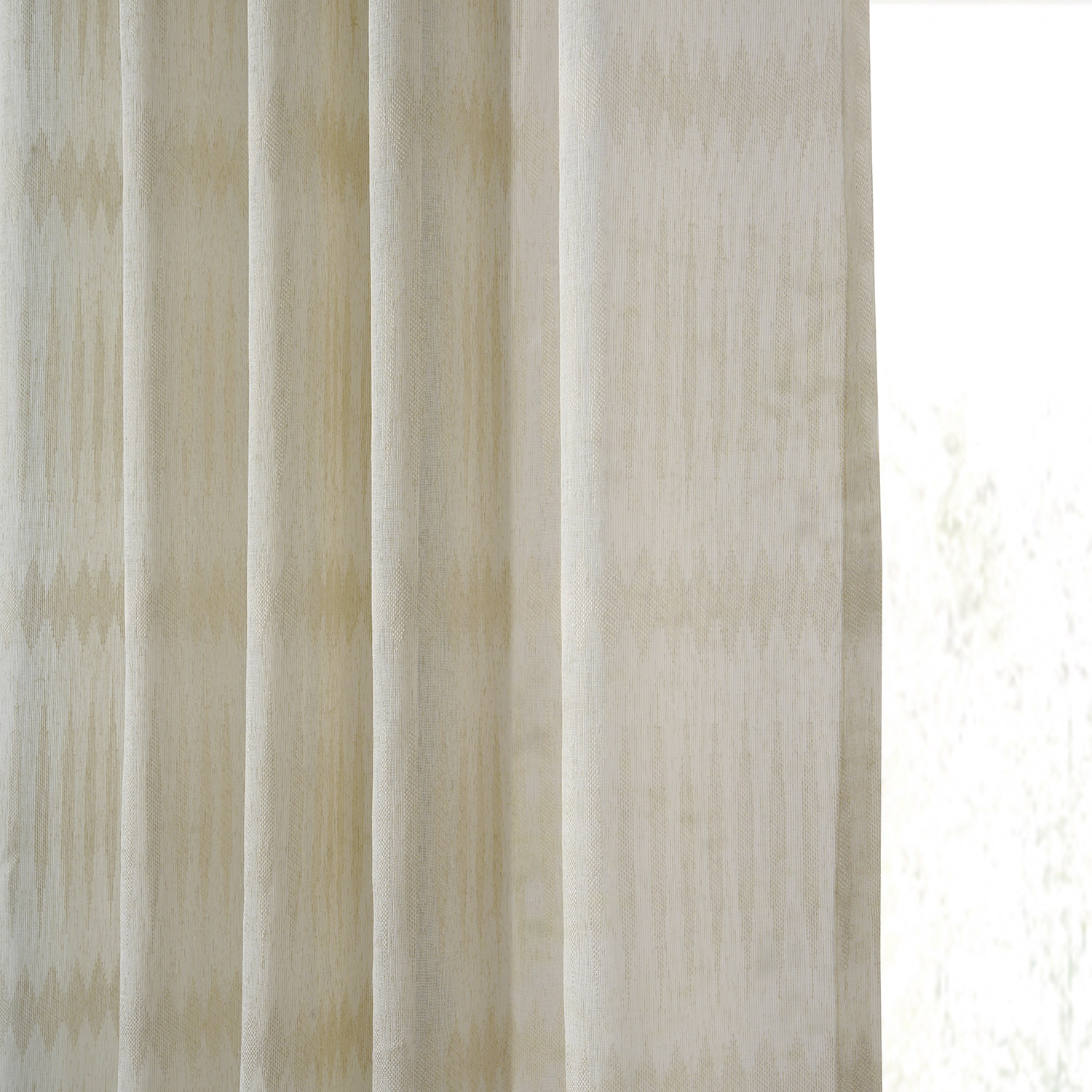 Polaris Tan Patterned Linen Sheer Curtain