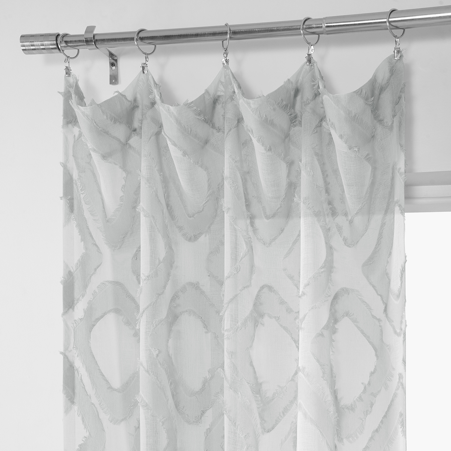 Capella Silver Patterned Linen Sheer Curtain