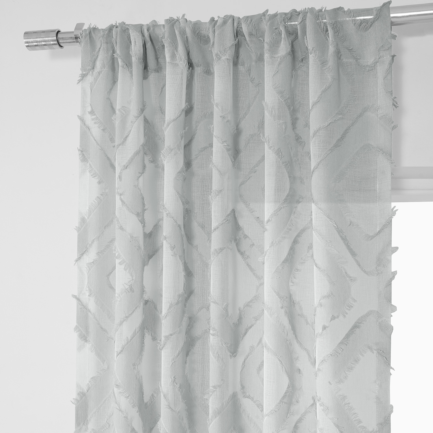 Capella Silver Patterned Linen Sheer Curtain