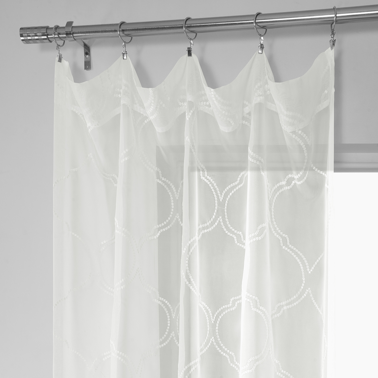 Florentina White Embroidered Sheer Curtain