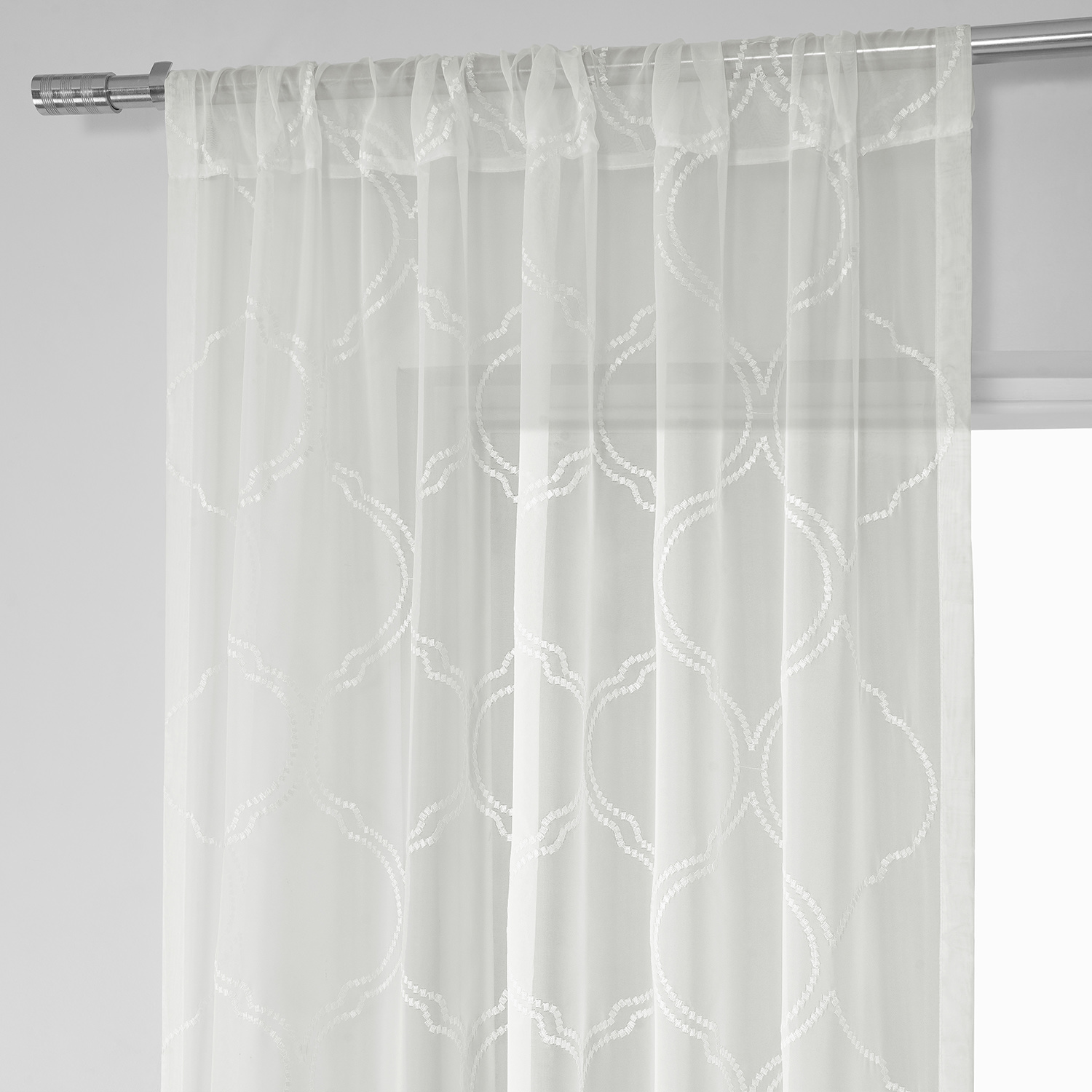 Florentina White Embroidered Sheer Curtain