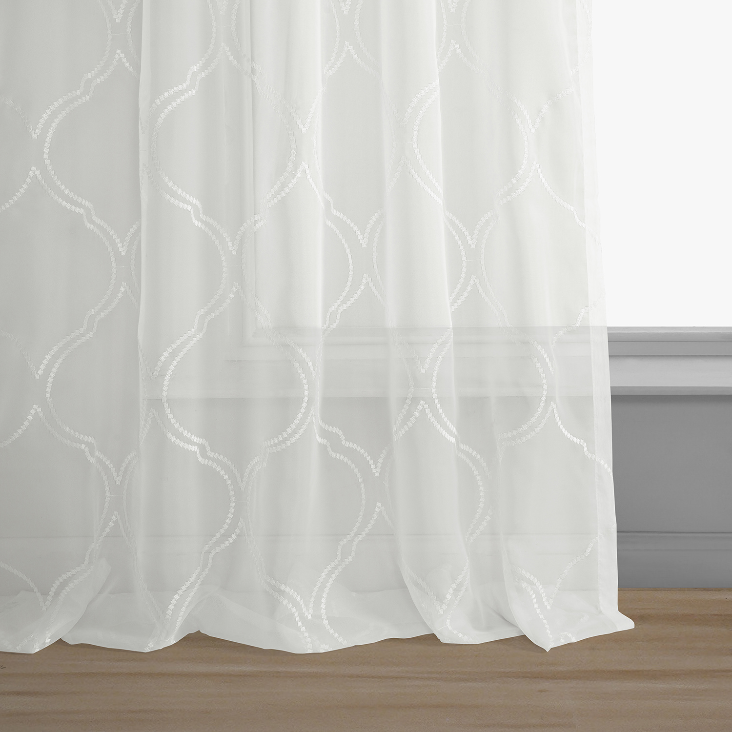 Florentina White Embroidered Sheer Curtain