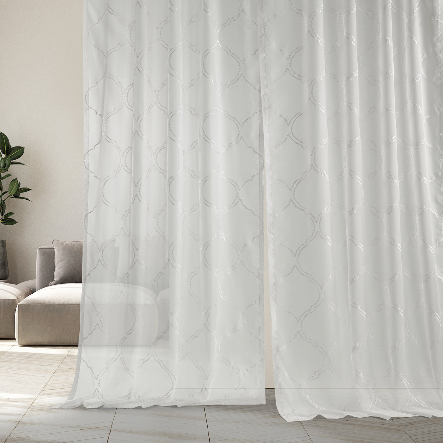 Florentina White Embroidered Sheer Curtain