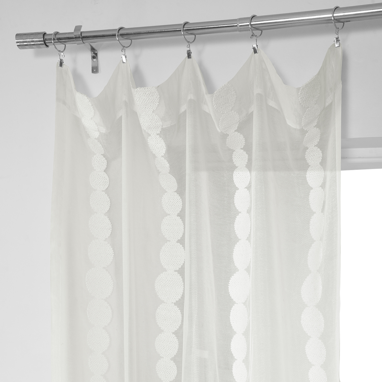 Cleopatra Cream Embroidered Sheer Curtain