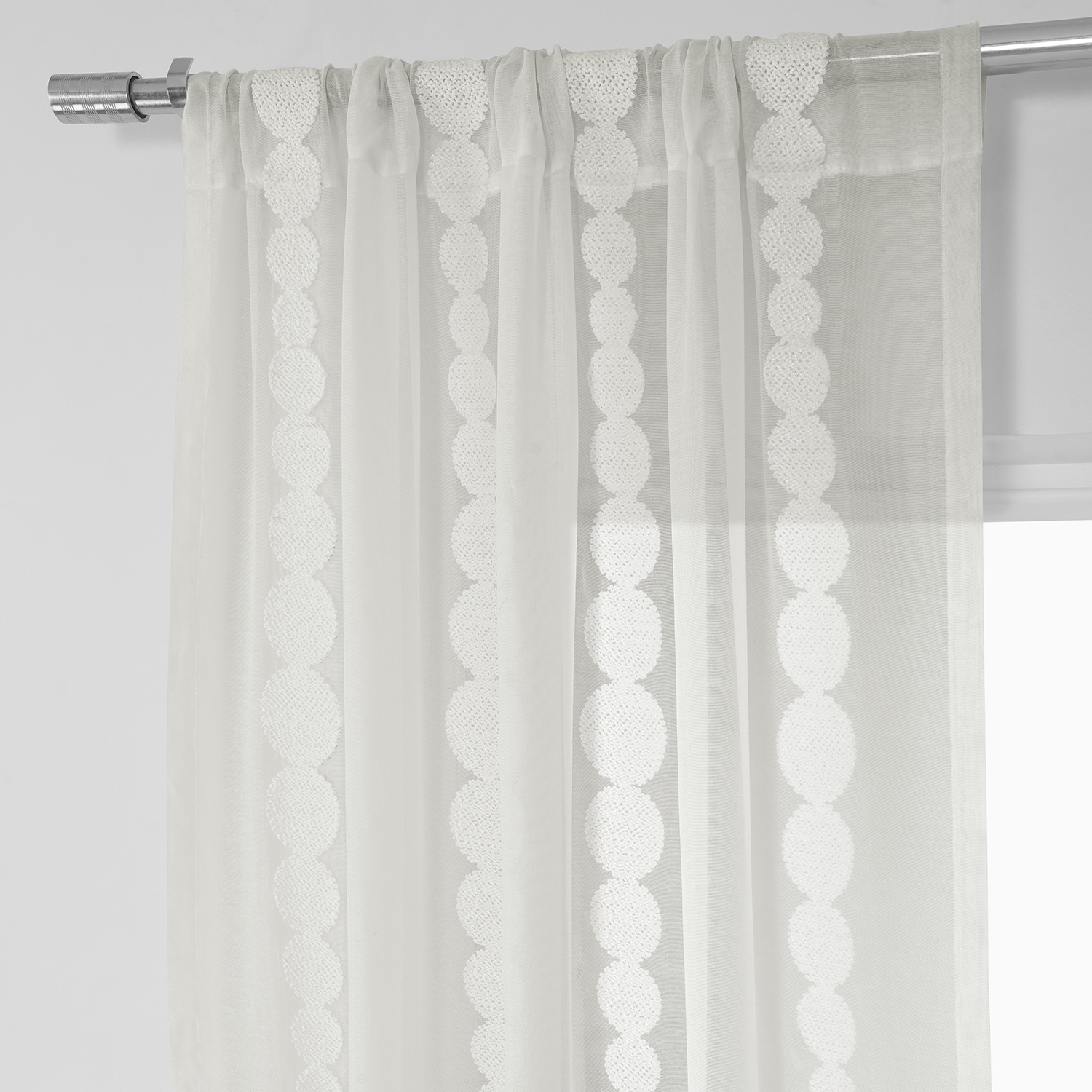 Cleopatra Cream Embroidered Sheer Curtain