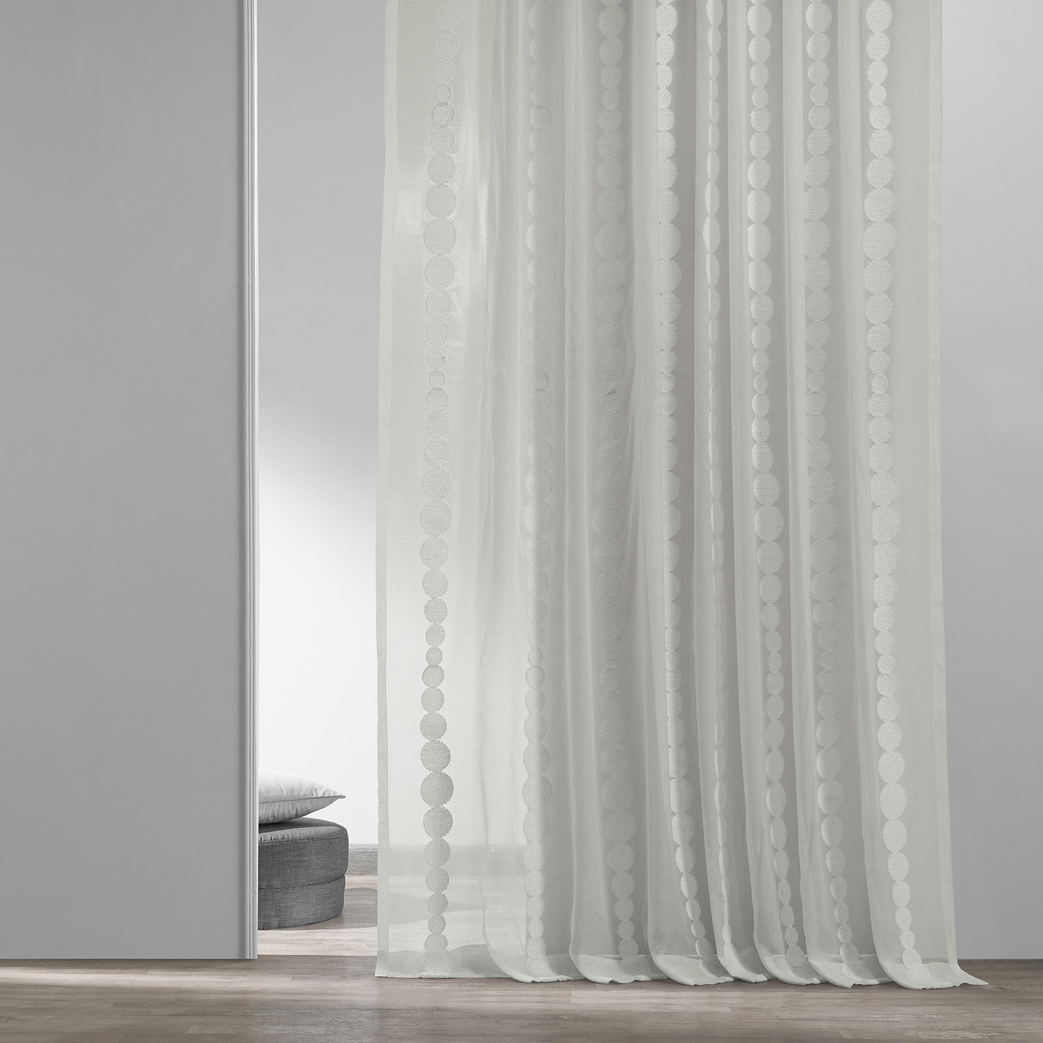 Cleopatra Cream Embroidered Sheer Curtain