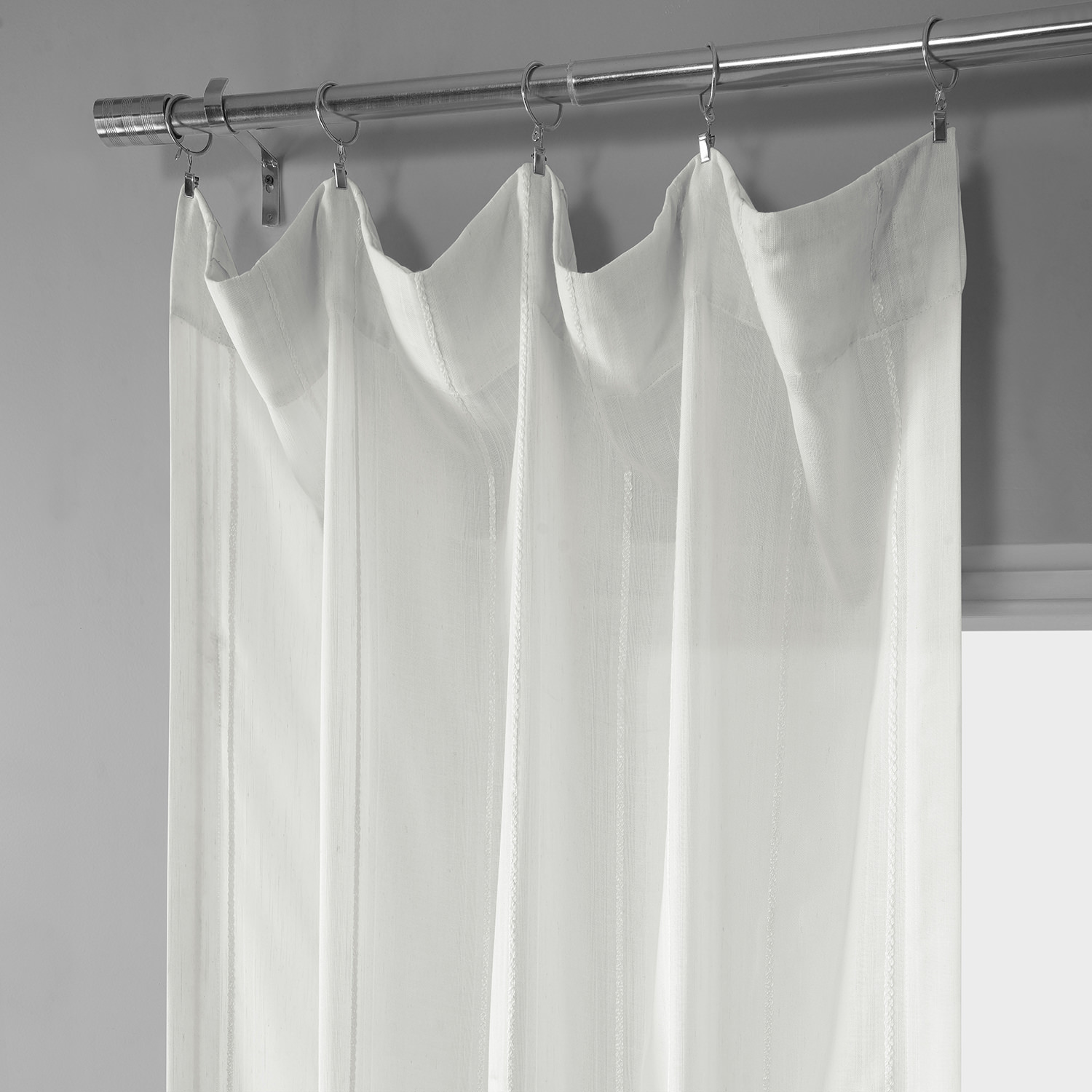 Aruba White Striped Linen Sheer Curtain