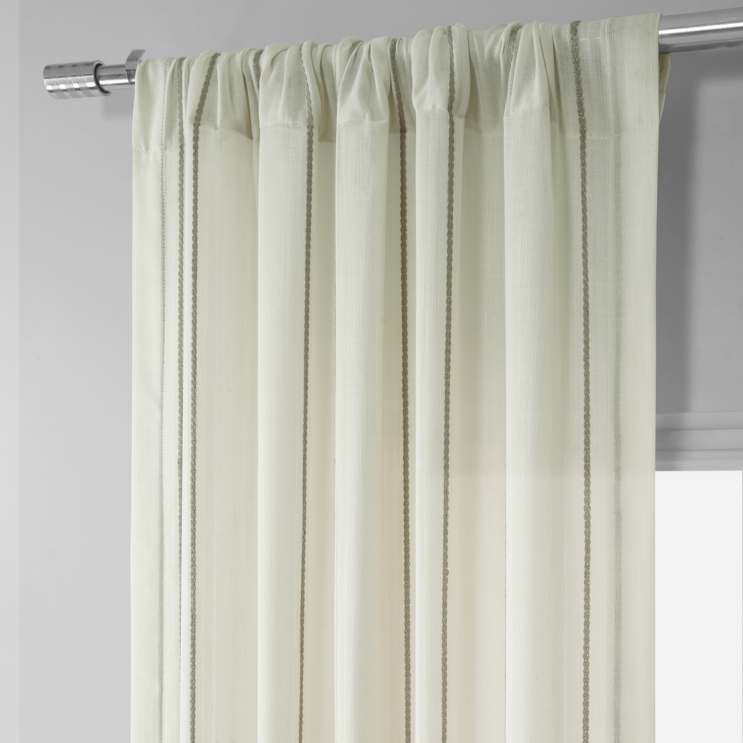 Aruba Gold Striped Linen Sheer Curtain