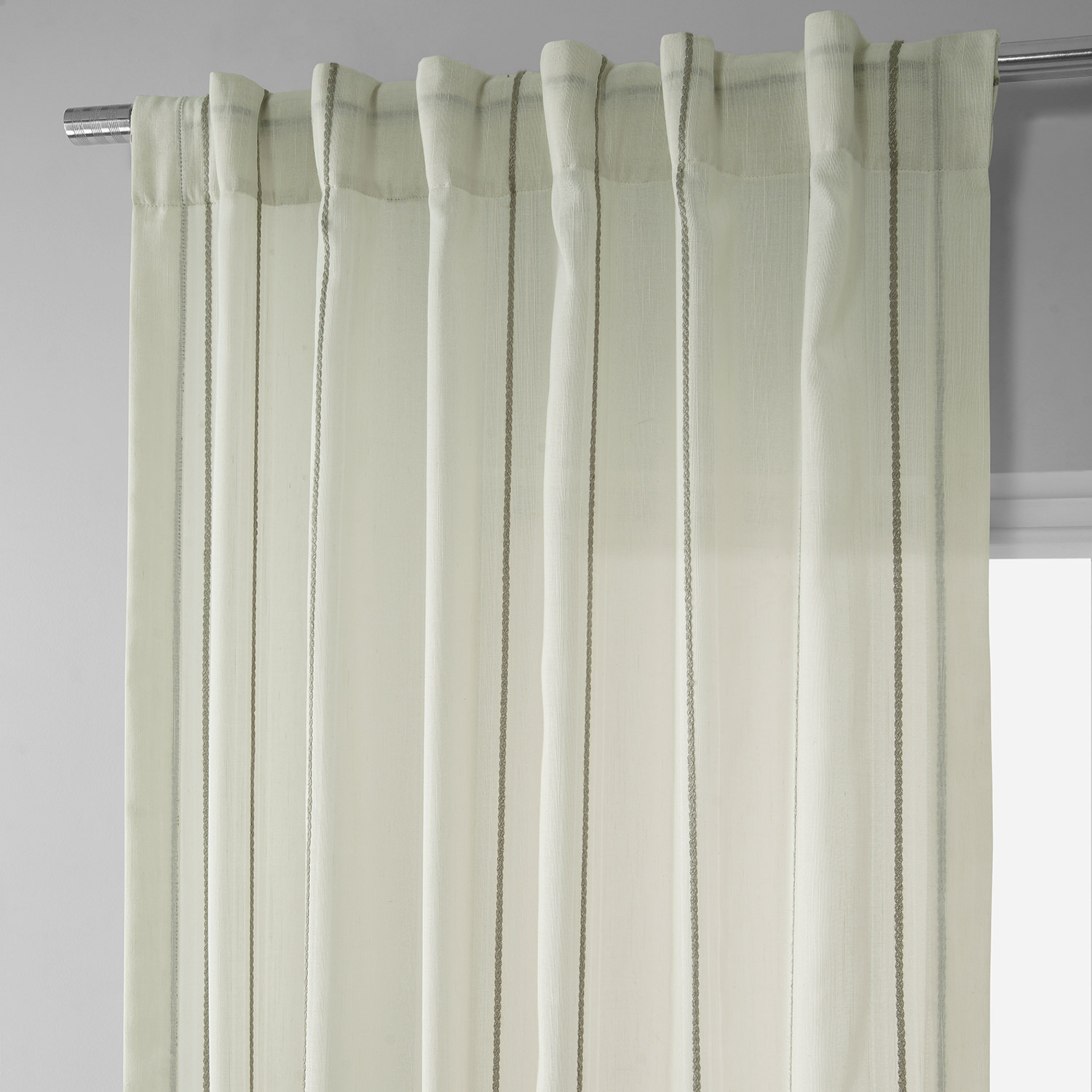 Aruba Gold Striped Linen Sheer Curtain