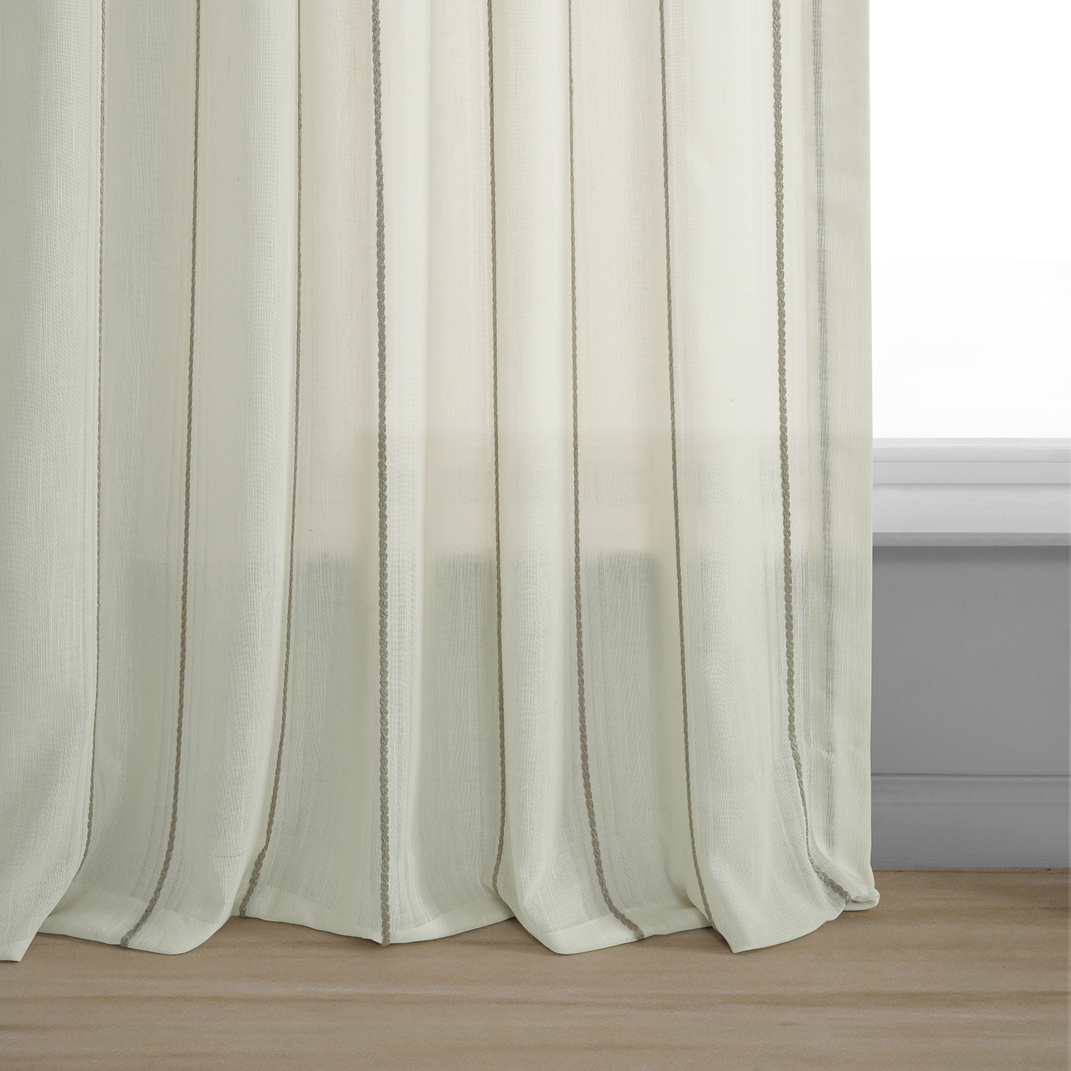 Aruba Gold Striped Linen Sheer Curtain