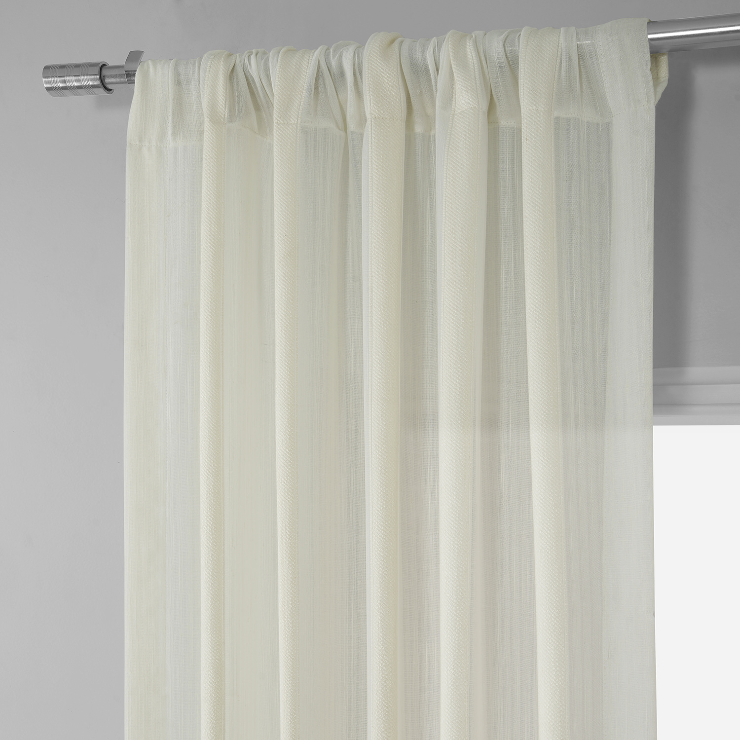 Antigua Off White Striped Linen Sheer Curtain