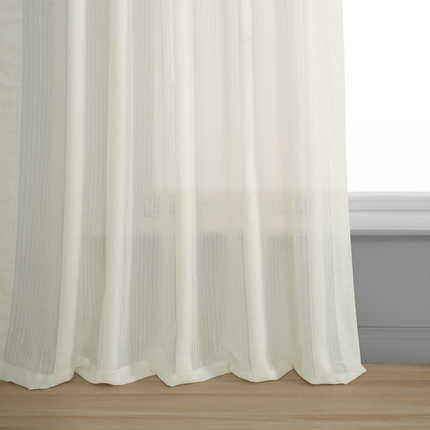 Antigua Off White Striped Linen Sheer Curtain