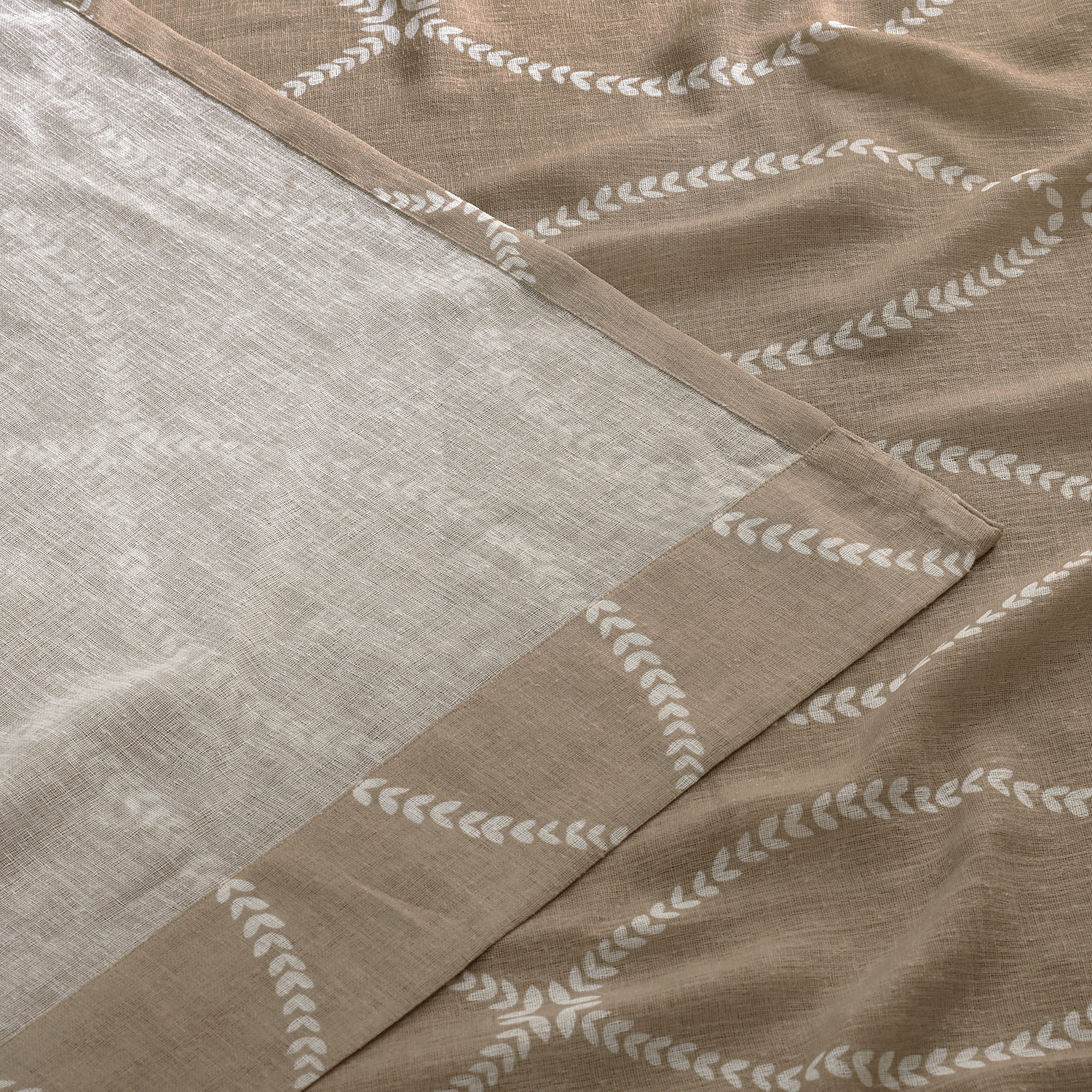 Grecian Taupe Grommet Printed Sheer Curtain