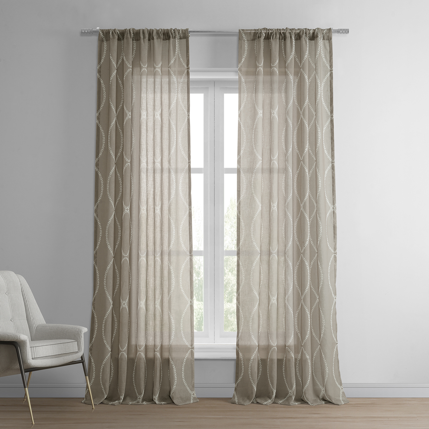 Grecian Taupe Printed Sheer Curtain