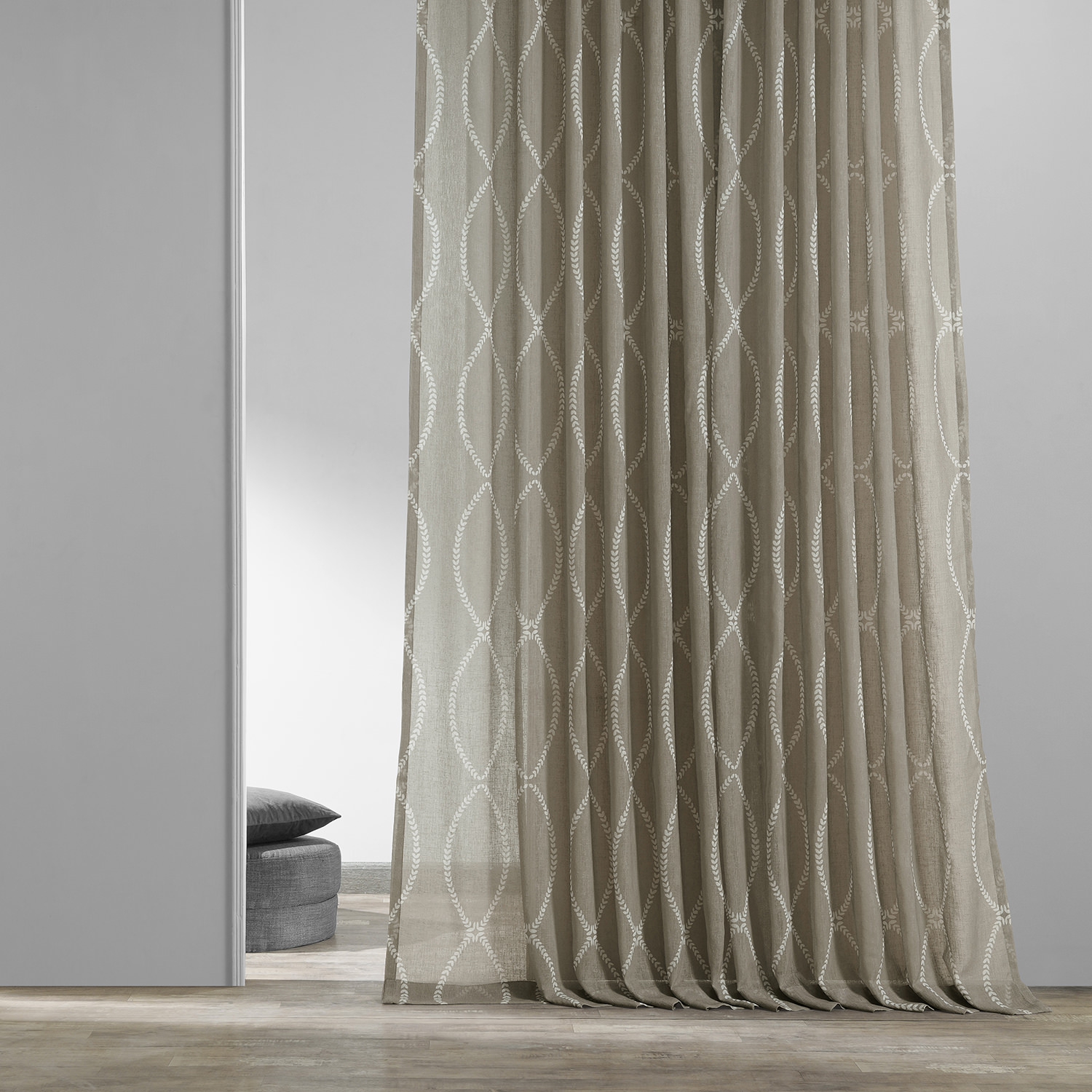 Grecian Taupe Printed Sheer Curtain